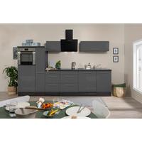 Küchenzeile mit Geräten 310 cm Grau Hochglanz - Eichefarben/Grau, Basics, Holzwerkstoff (310cm) - Respekta