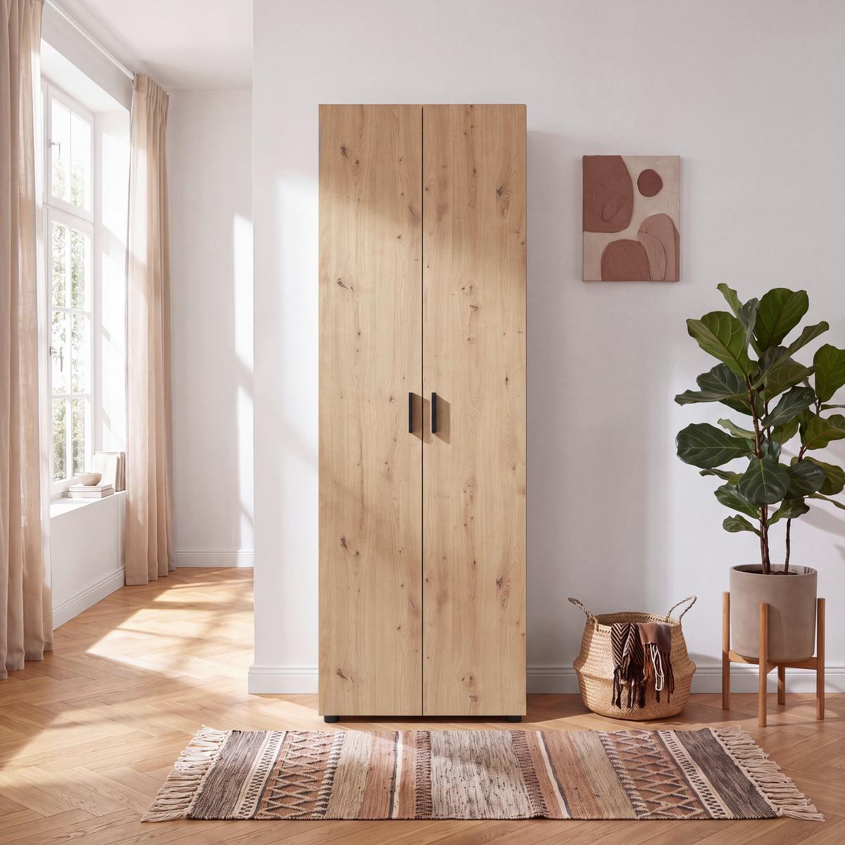 Garderobenschrank Charlie Eiche Artisan B: 60cm - Eiche Artisan, KONVENTIONELL, Holzwerkstoff (60/180/33,6cm)