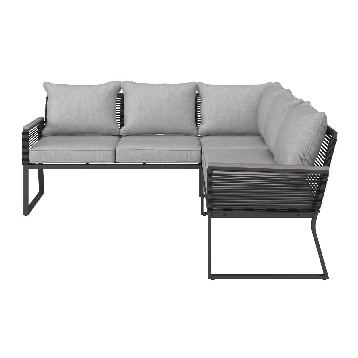 JEDÁLENSKÁ TERASOVÁ SÚPRAVA PAULINA - čierna/svetlosivá, Modern, kov/textil (181/73/65cm) - Bessagi Garden