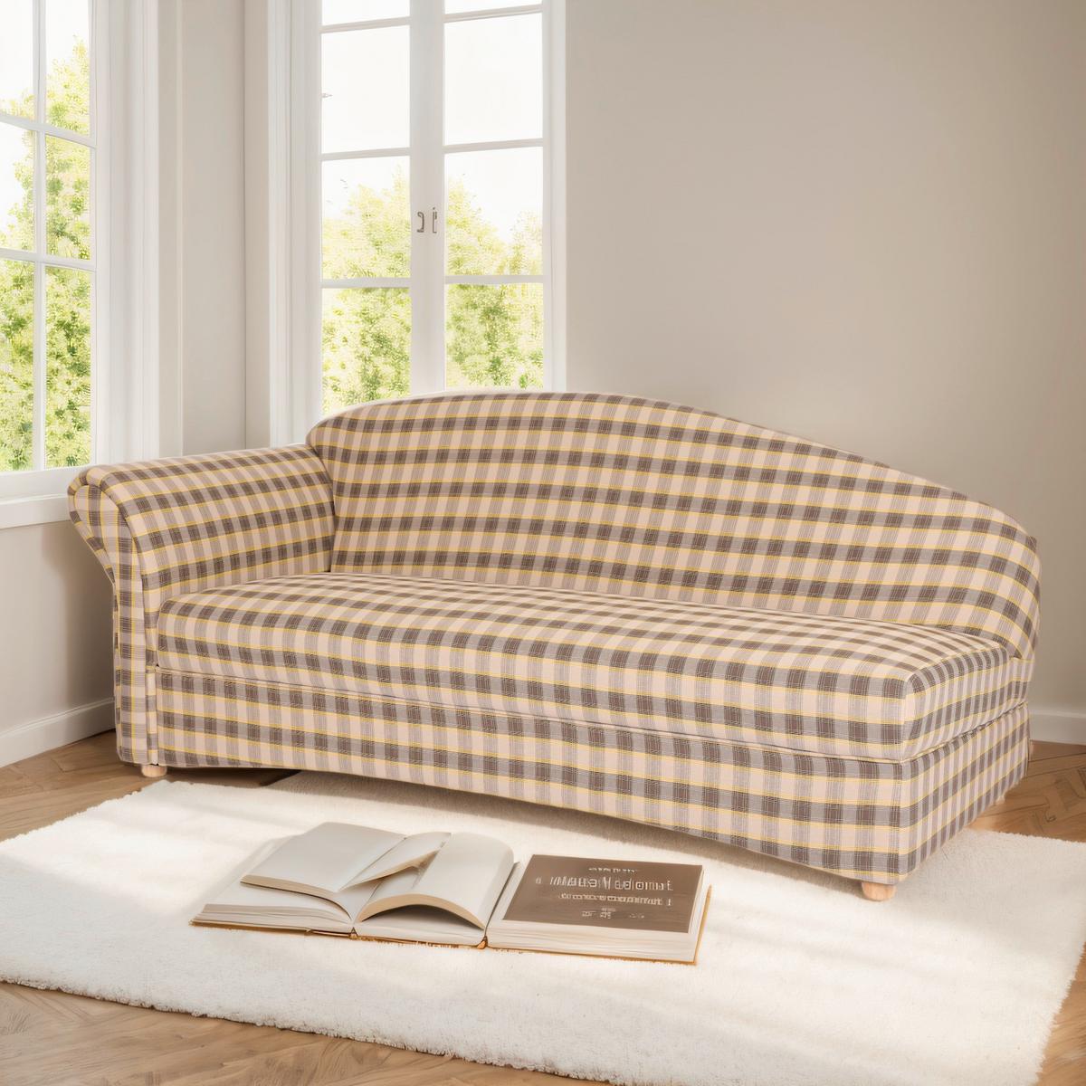 3-Sitzer Loretta, Armlehne links, ca. 193x83x85 cm - Hellbraun/Braun, Basics, Holz/Textil (193/83/85cm)