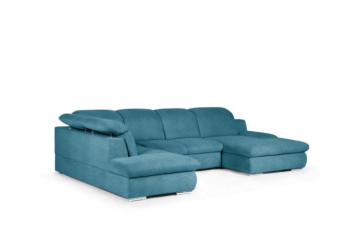 Wohnlandschaft Isona Blau Chenille - Chromfarben/Blau, Design, Textil (212/353/165cm) - Livetastic