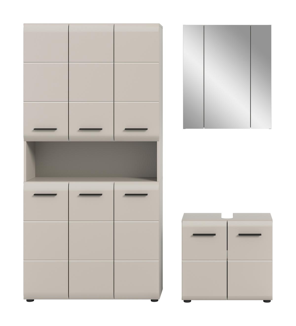 Badezimmer Ice Kaschmir B: 150cm - Kaschmir/Schwarz, Trend, Glas/Holzwerkstoff (150cm) - MID.YOU