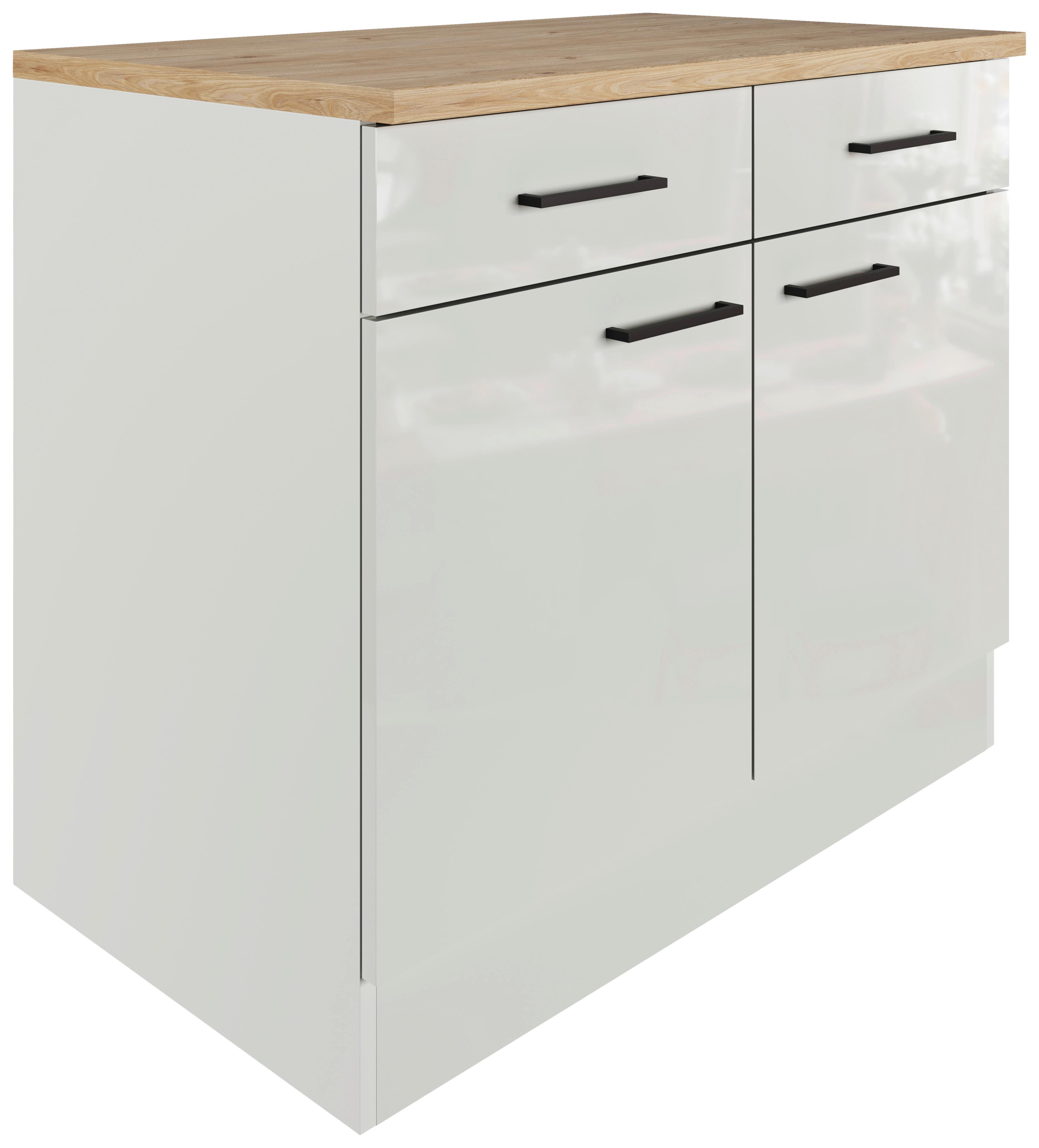 Kuchyňská spodní skříňka LEVI - šedá/černá, Moderní, kov/kompozitní dřevo (100/86/60cm) - FlexWell