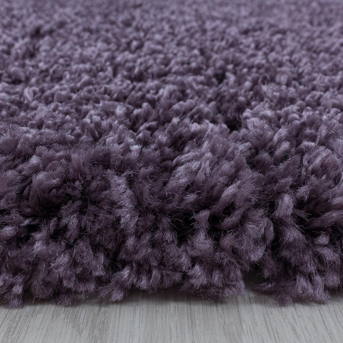 Hochflor Teppich Violett Naturfaser Sydney Ø 80 Cm - Violett, Basics, Textil (80cm)