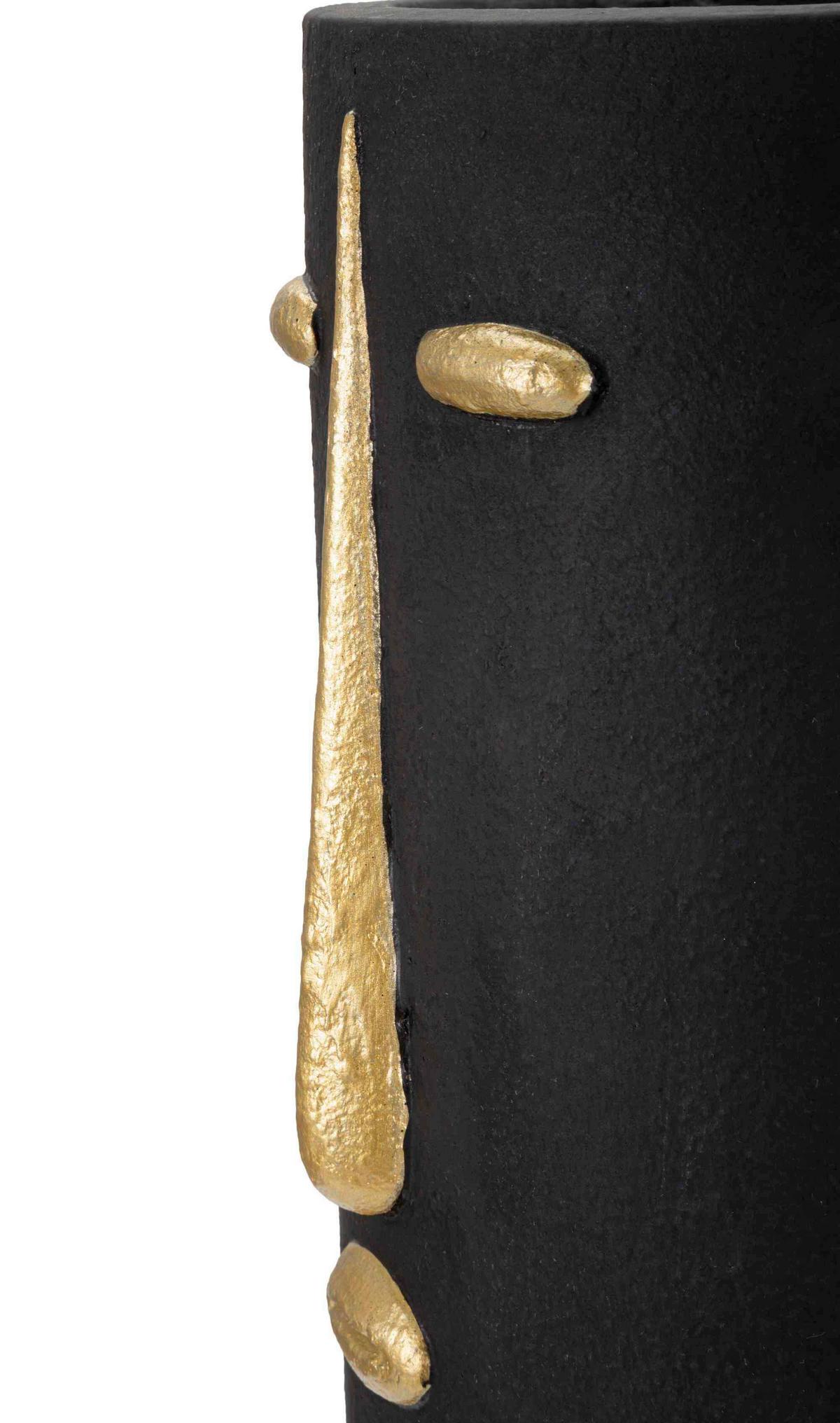 Vase Tribal D Schwarz, Goldfarben B: 21,7 Cm - Goldfarben/Schwarz, Basics, Kunststoff (21.70/45/21cm)