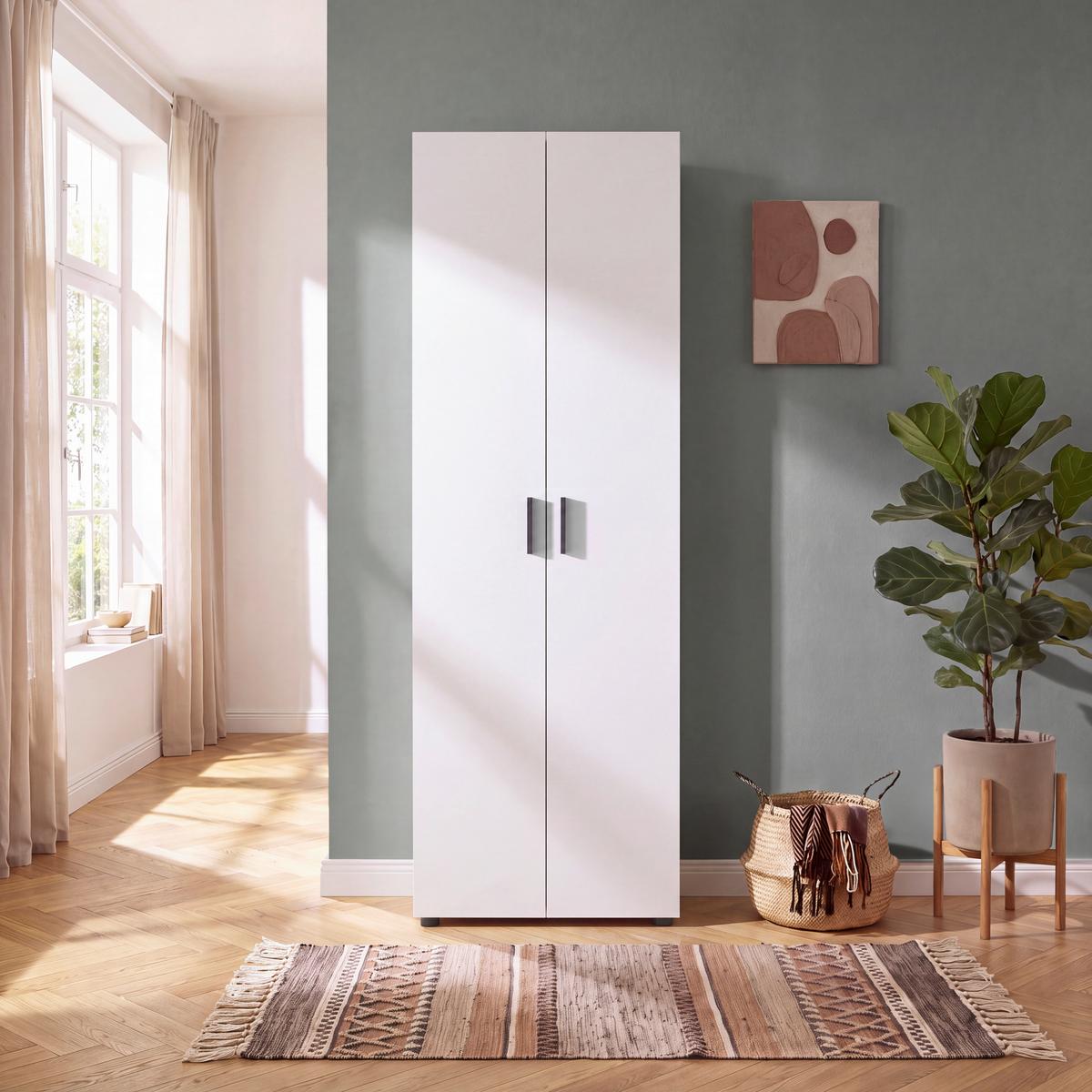 Garderobenschrank Charlie Weiß B: 60cm - Weiß, KONVENTIONELL, Holzwerkstoff (60/180/33,6cm)