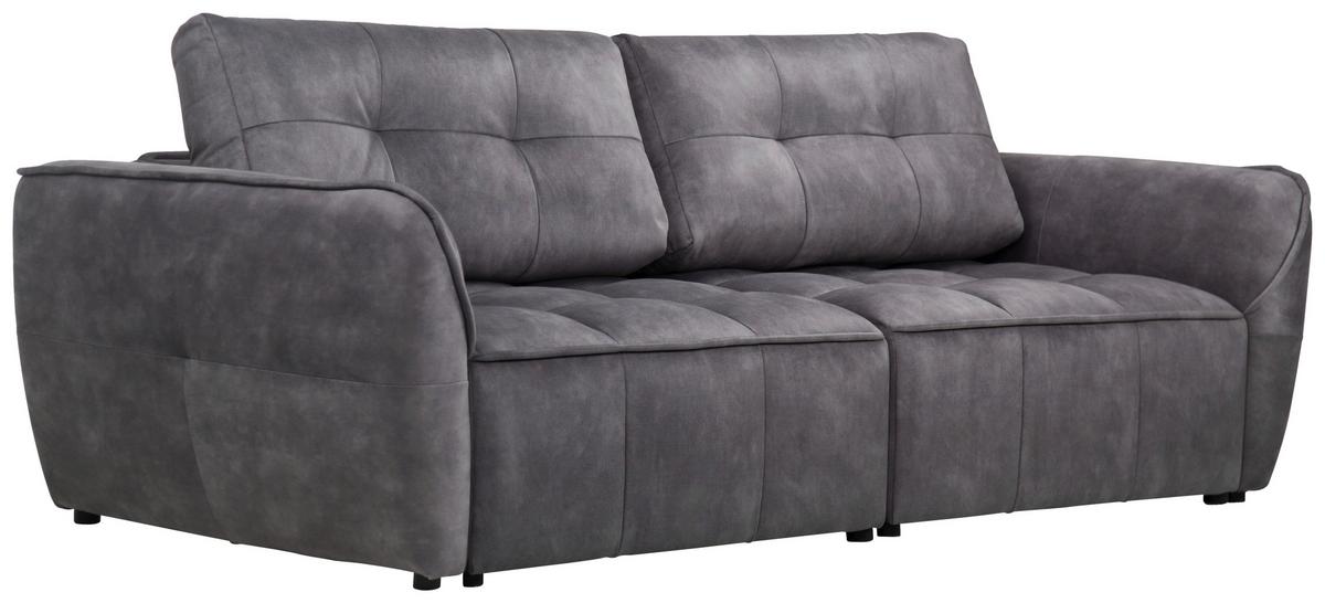 Boxspringová pohovka BOMBEI, sivý velúr - čierna/sivá, Modern, drevo/kompozitné drevo (243/94/125cm)