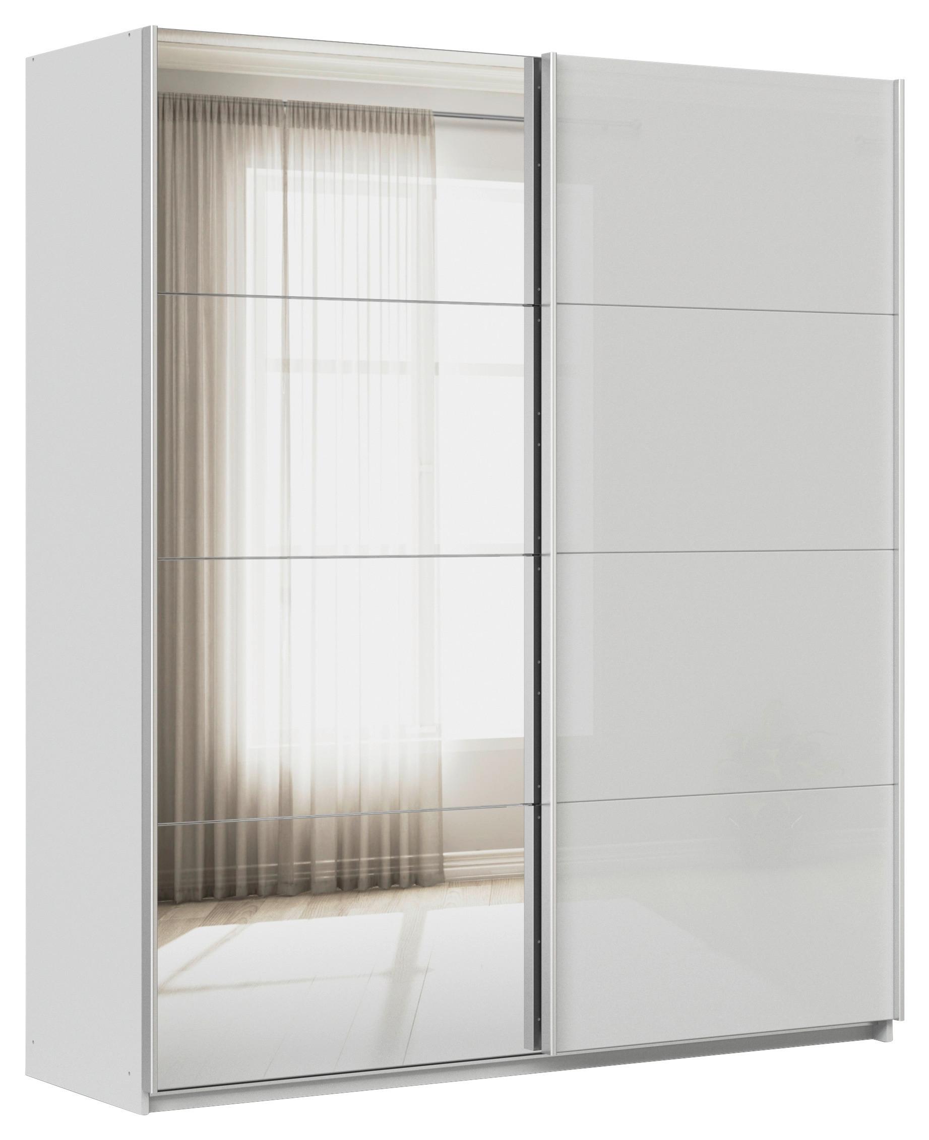 Schwebetürenschrank Mit Spiegel B: 181cm Feldkirch - Grau Hochglanz/Silberfarben, MODERN, Glas/Holzwerkstoff (181/210/62cm)