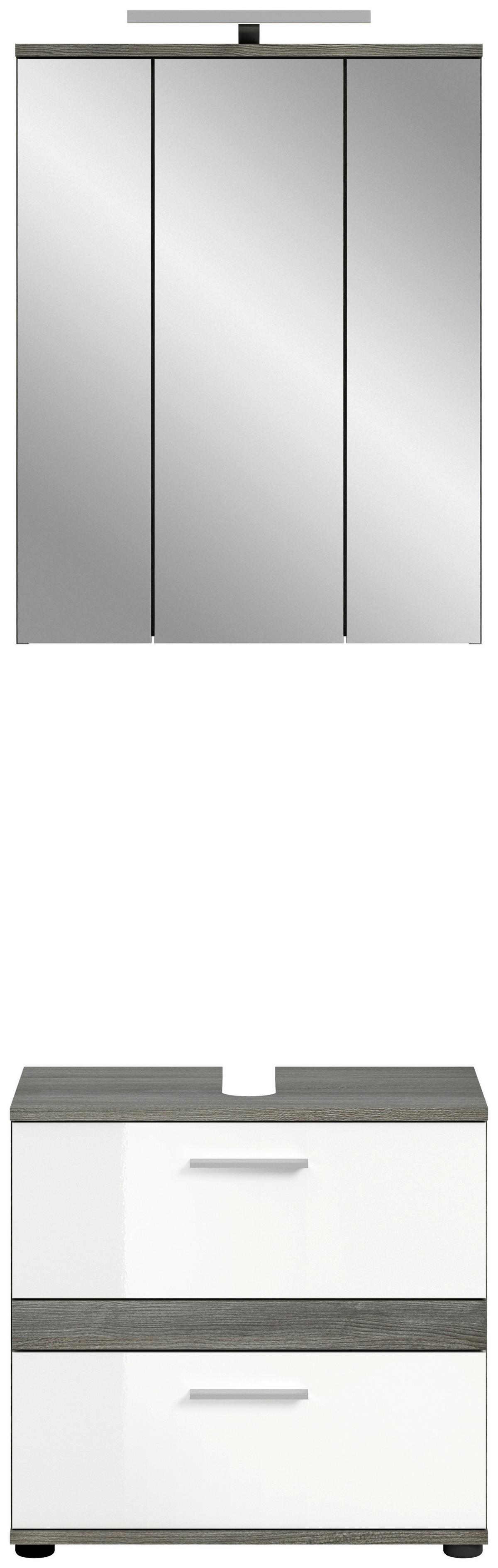 Badezimmer Blake Weiß Hg B: 60 Cm - Weiß Hochglanz/Schwarz, MODERN, Glas/Holzwerkstoff (60cm) - MID.YOU