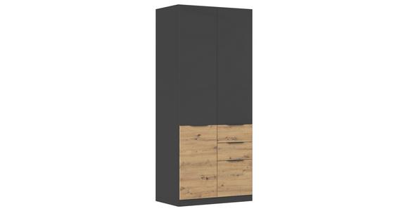 Drehtürenschrank Mit Schubladen 91cm Max-Extra - Eiche Artisan/Grau, KONVENTIONELL, Holzwerkstoff (91/210/54cm) - James Wood