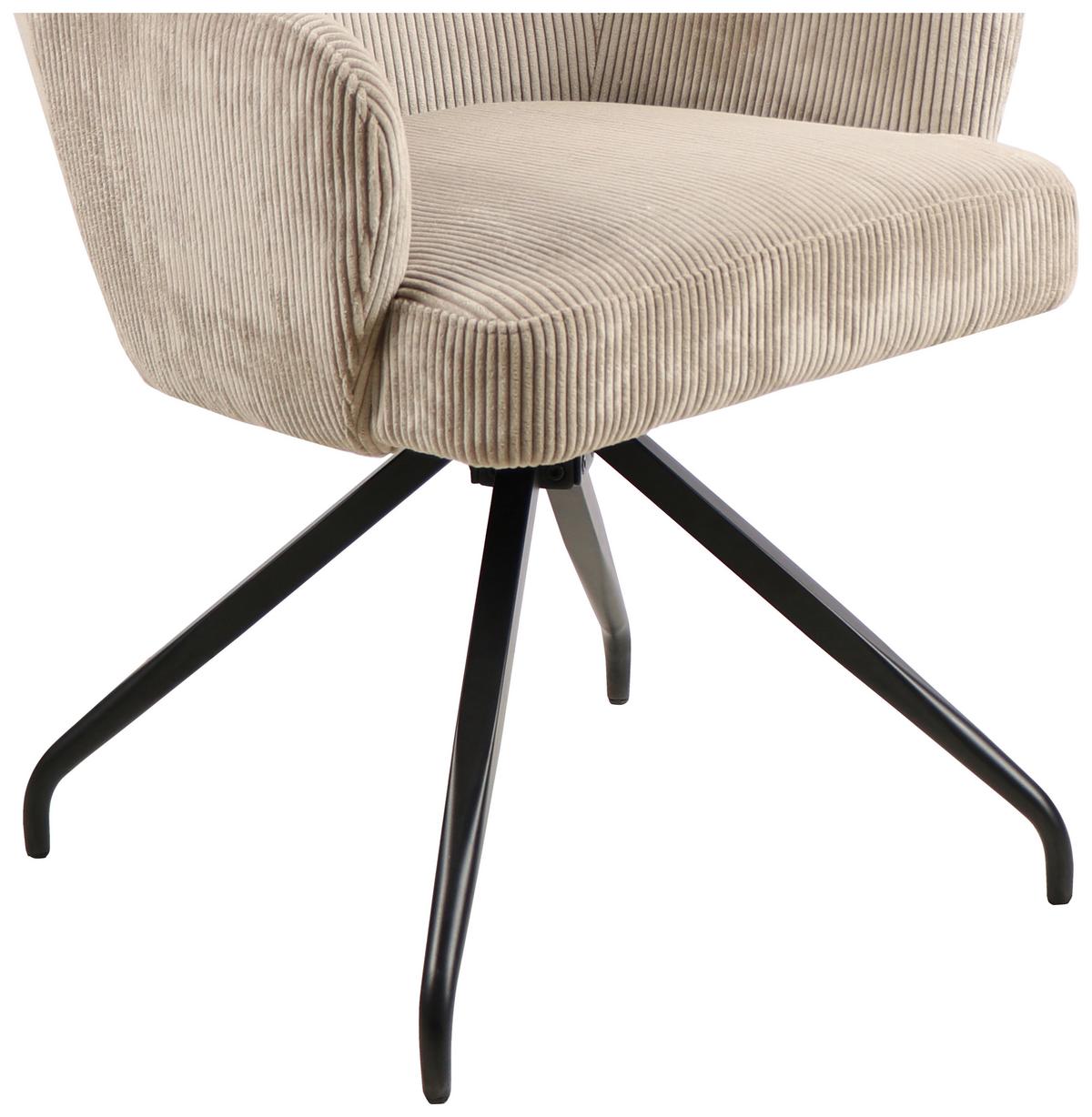 Armlehnstuhl Jeanette Beige Gepolstert - Beige/Schwarz, MODERN, Holz/Textil (57/86/65cm) - MID.YOU