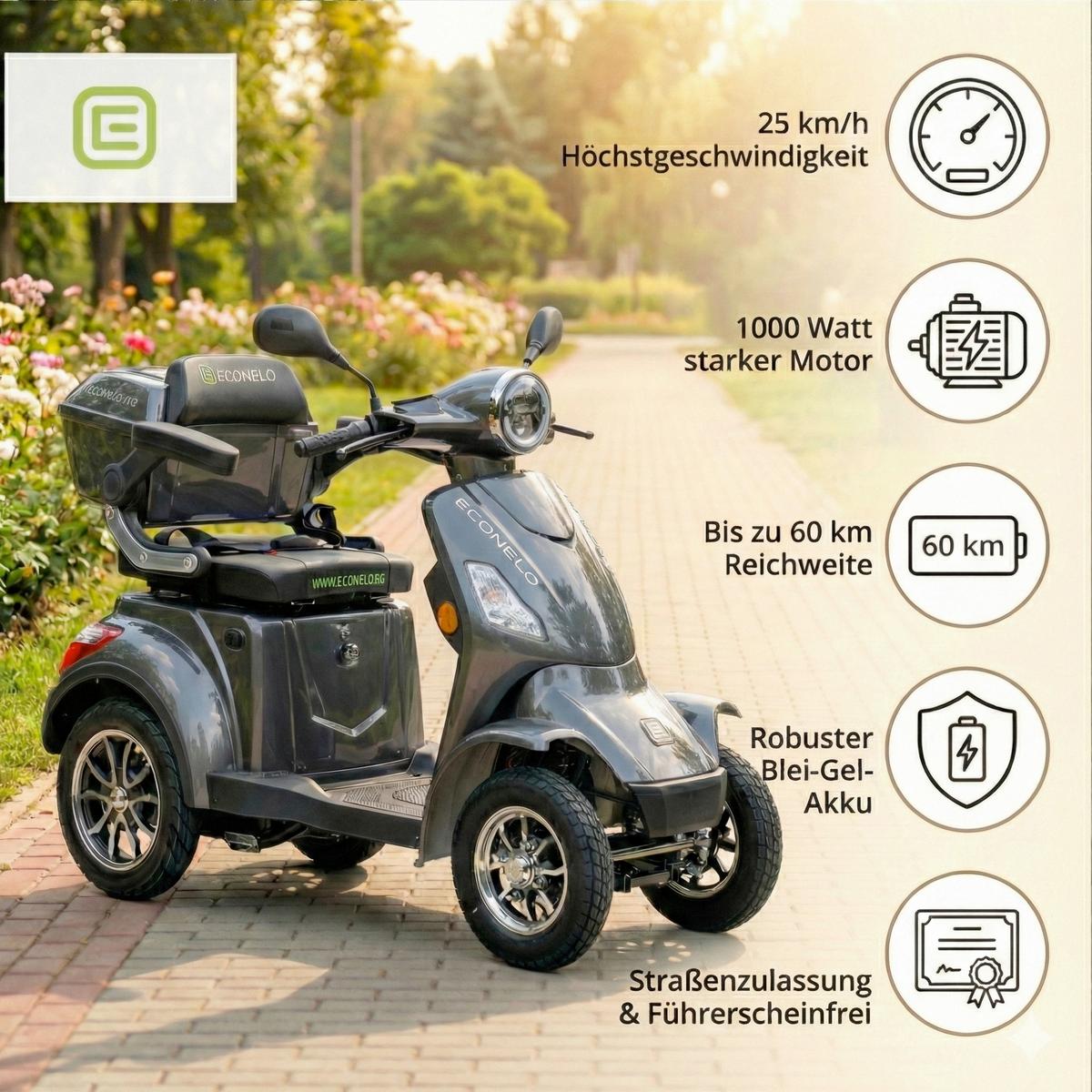 E-Seniorenmobil E-P4000 Reichweite ca. 50 km - Basics (165/80/110cm)