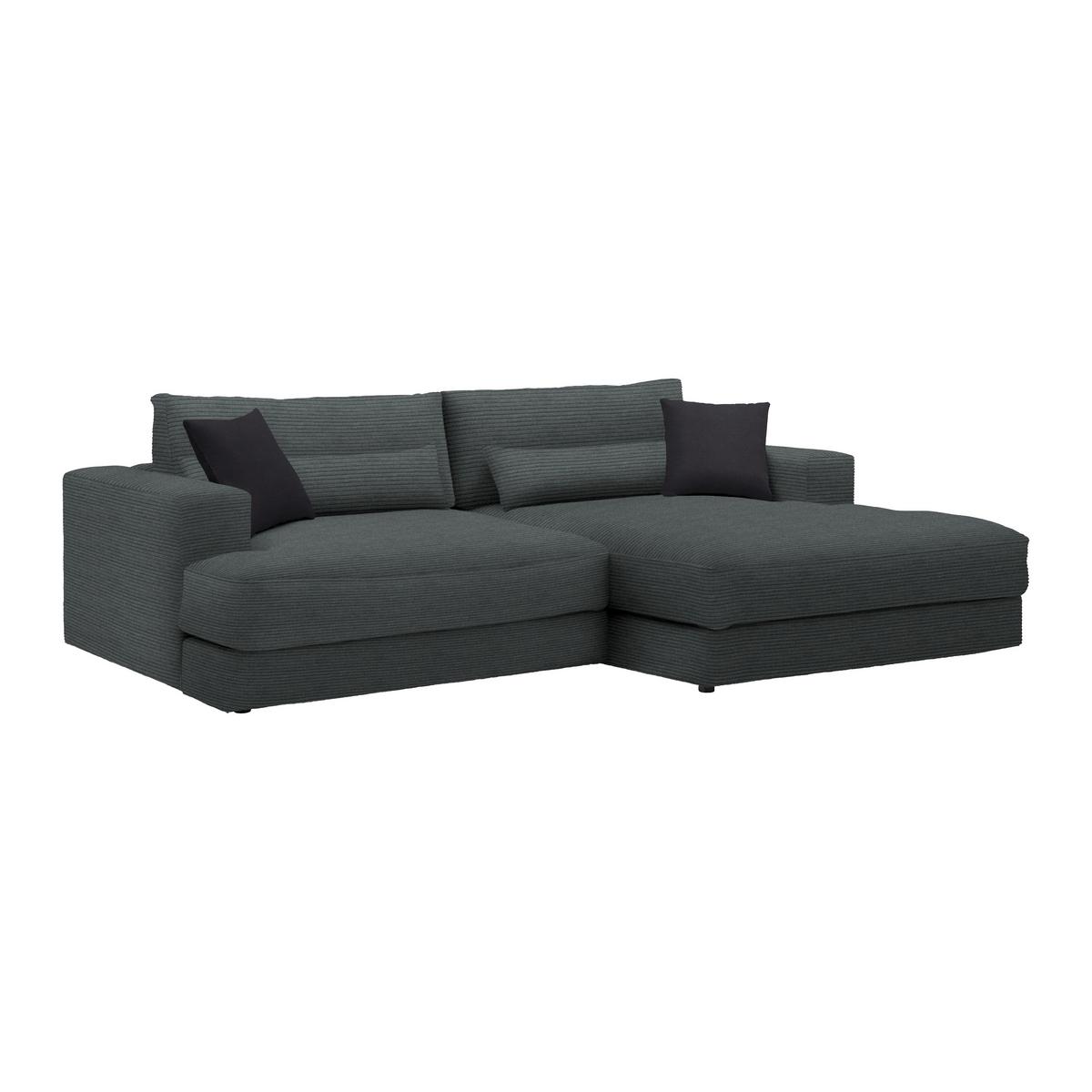 Rohová sedačka FABIONA, pravá, grafitový menč. / grafitová - grafitová, Modern, drevo (268/194cm) - Premium Living
