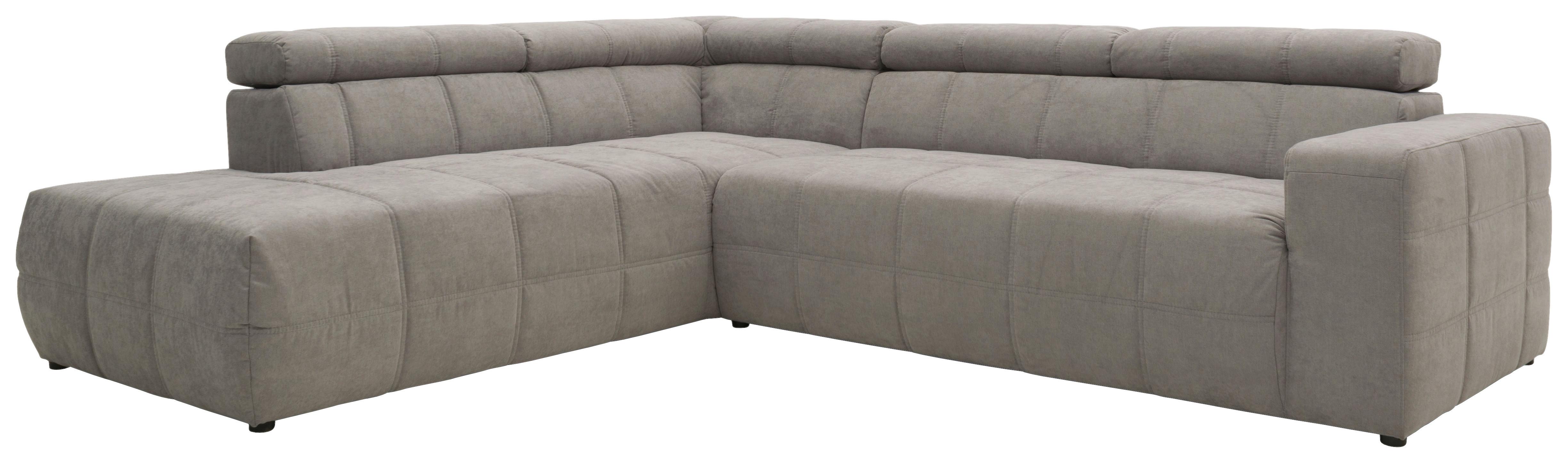 Ecksofa Mit Sitztiefen- Verstellung Brandon Silbern - Silberfarben/Schwarz, Design, Textil (228/275cm) - MID.YOU
