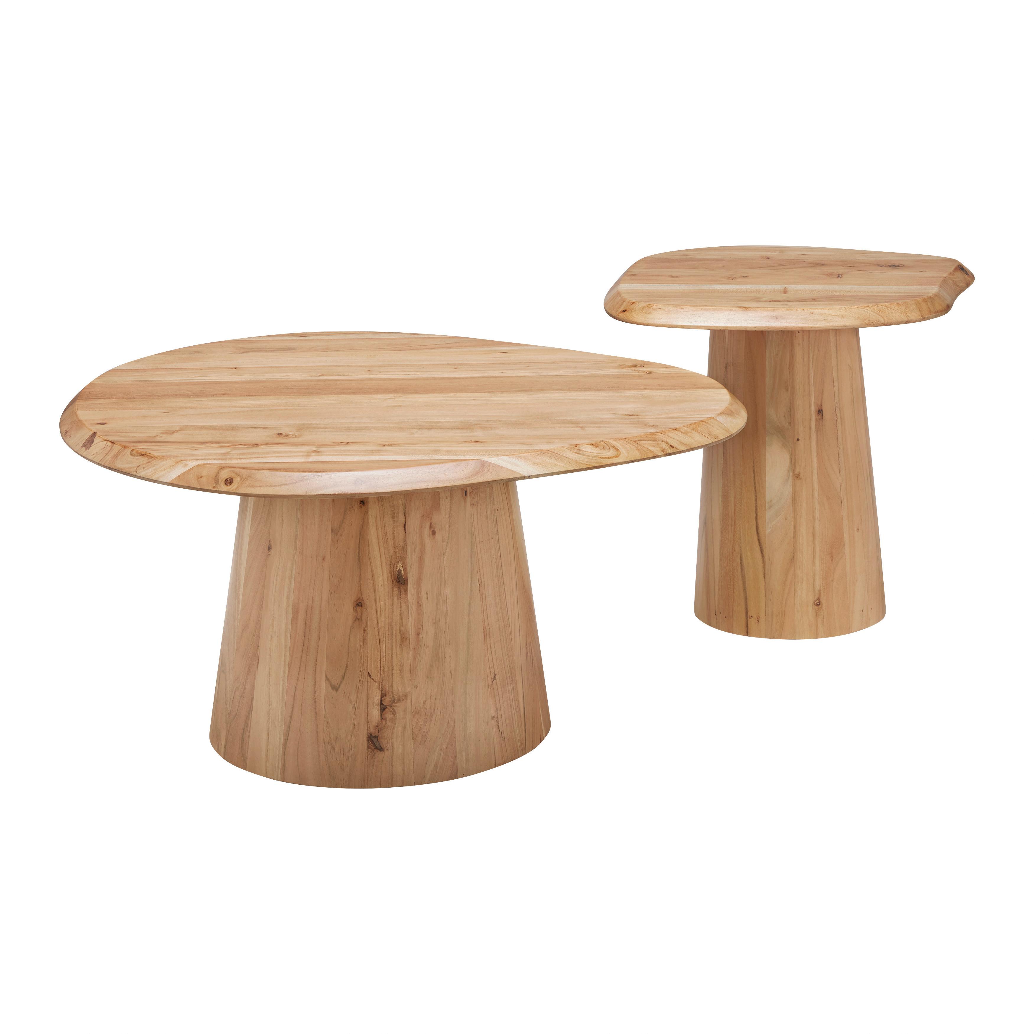 Sada konferečních stolků TREE akácie masiv - barvy akácie, Moderní, dřevo (80/55/40/45/80/55cm) - Premium Living