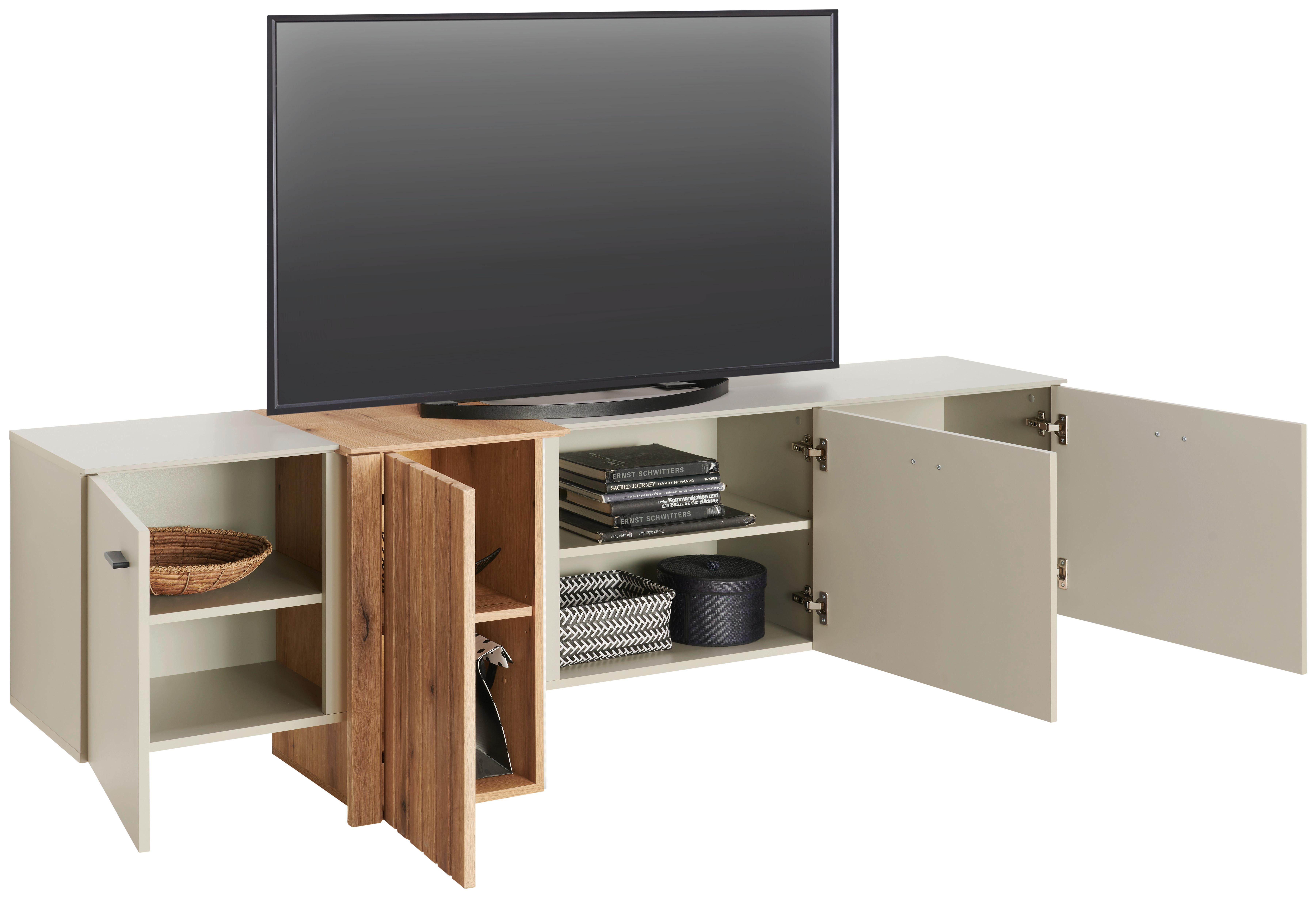 KOMODA POD TELEVIZI SANTANA - Moderní, kov/kompozitní dřevo (207,8/66/44,8cm)