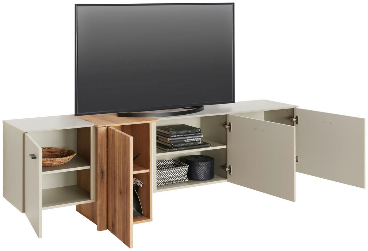 KOMODA POD TELEVIZI SANTANA - Moderní, kov/kompozitní dřevo (207,8/66/44,8cm)