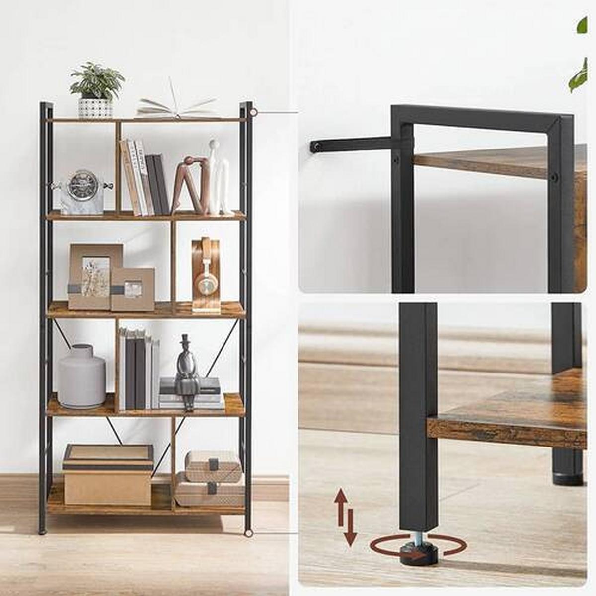 REGAL Regal B: 74 cm Braun/Schwarz - Schwarz/Braun, Trend, Holzwerkstoff/Metall (74/150/30cm) - Boxxx
