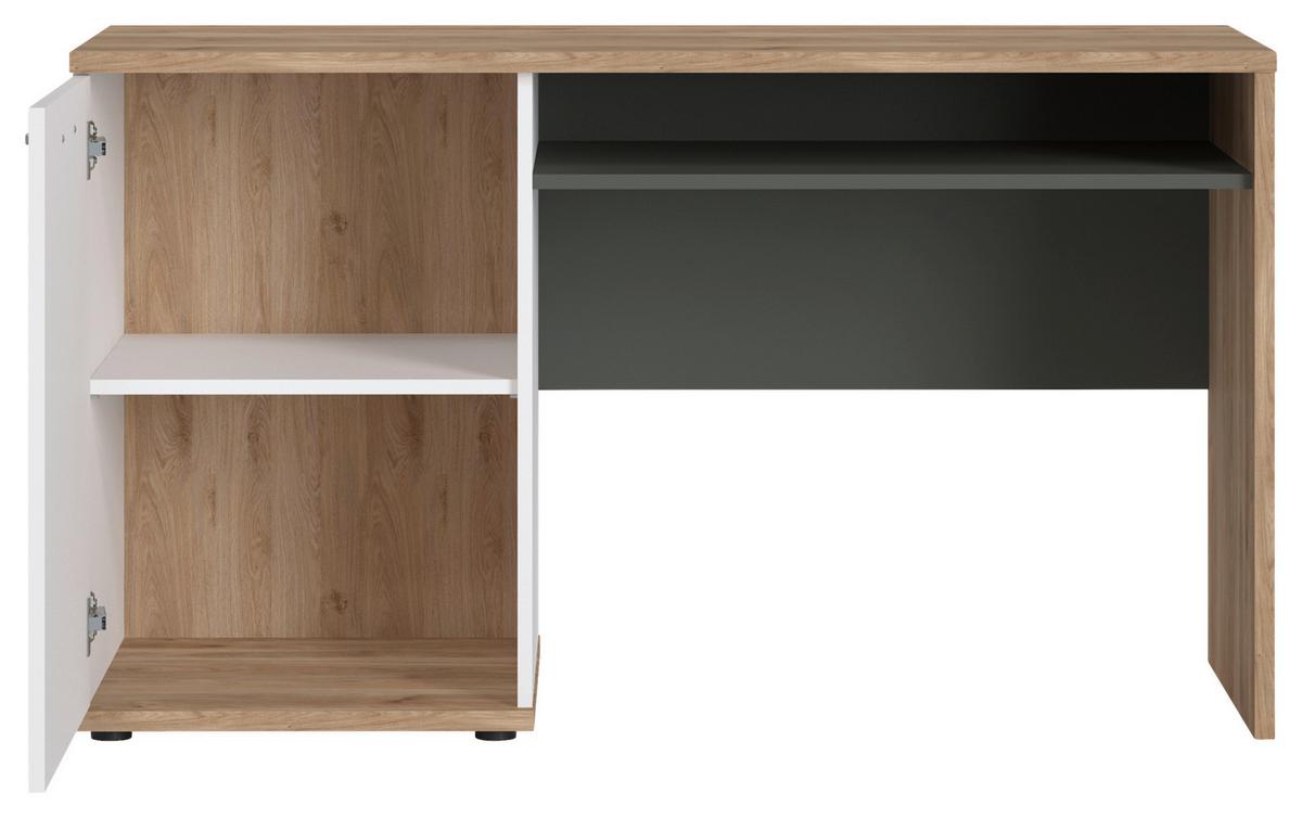 Psací stůl TWENTY dekor bílá/grafit/dub - bílá/barvy dubu, Moderní, kompozitní dřevo/plast (130/74,5/50cm) - Modern Living