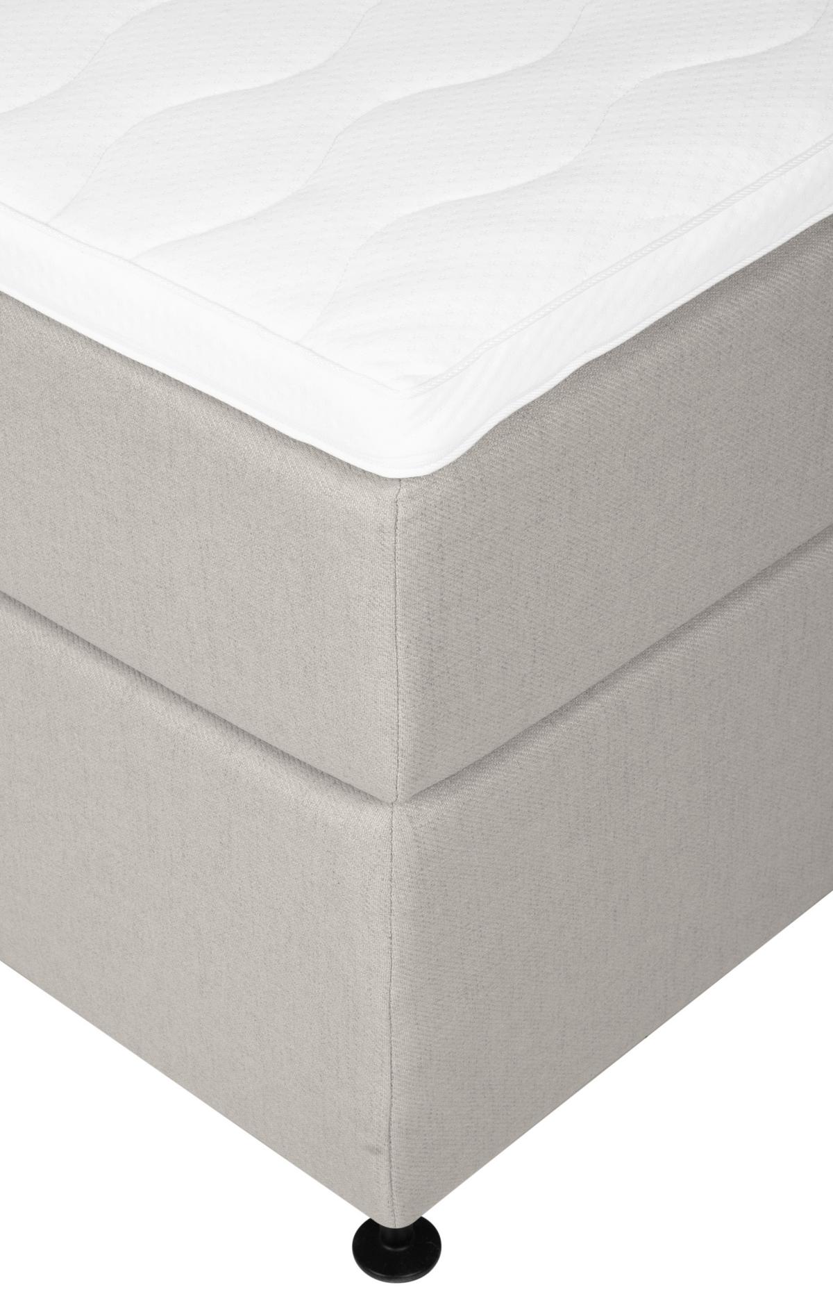 Boxspringbett Mit Topper 180x200 Cm Wels, Beige - Beige/Schwarz, MODERN, Textil (180/200cm) - MID.YOU