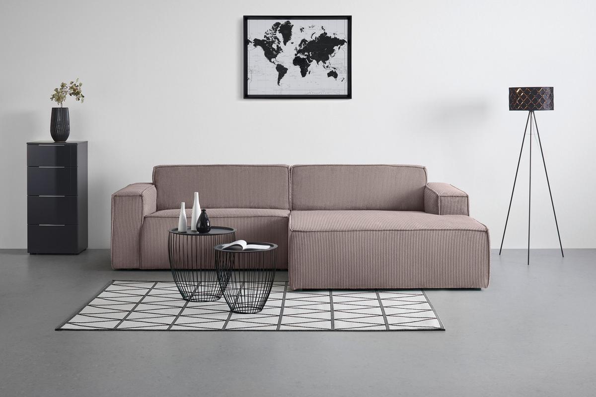 Rohová sedačka LOFT, pravá, sivohnedý menčester - sivohnedá/čierna, Modern, textil/plast (265/75/172cm) - Mömax