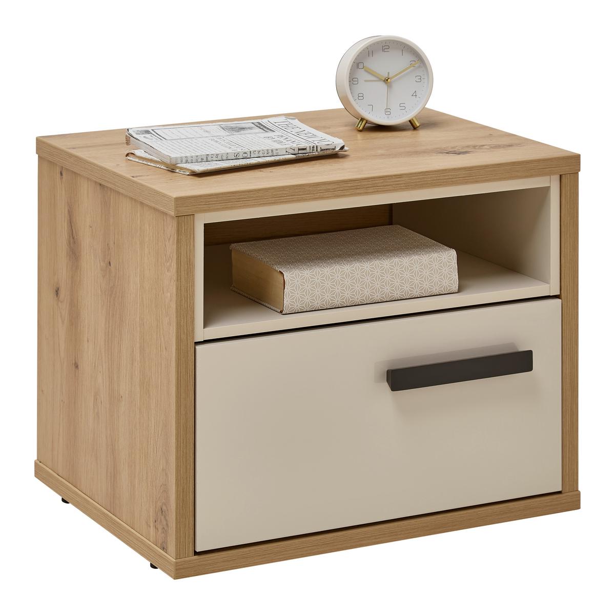 NOČNÍ STOLEK CASA MIA - kašmírová/antracitová, Konvenční, kov/kompozitní dřevo (45/50/40cm)