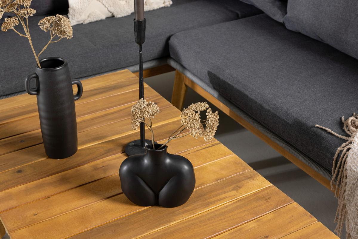 Loungegarnitur Chania - Dunkelgrau/Grau, KONVENTIONELL, Holz/Kunststoff (210/160cm) - Gardenson