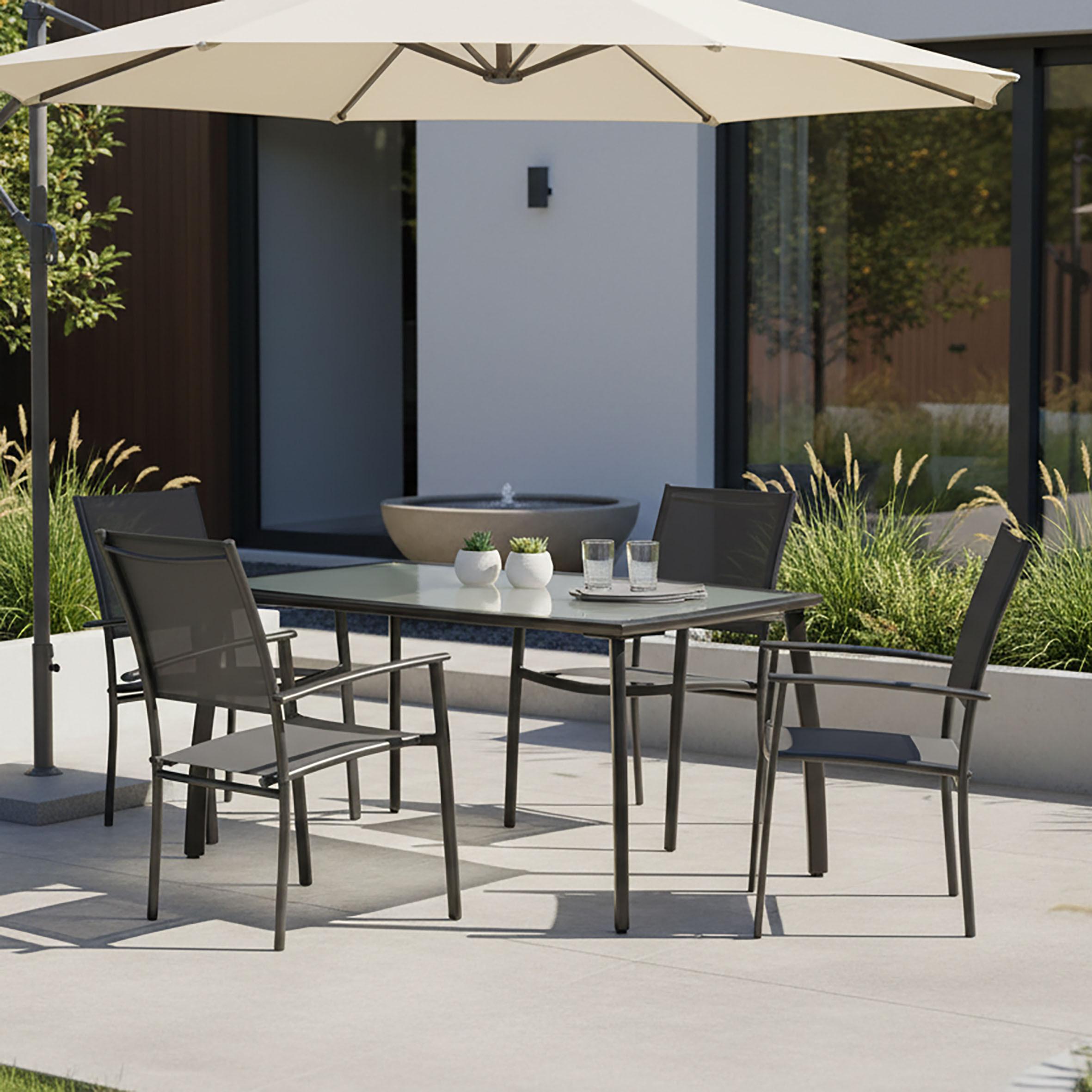 Gartenset Milano - Graphitfarben/Grau, MODERN, Textil/Metall - Gardenson