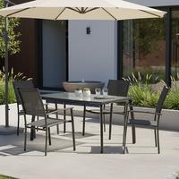 Gartenset Milano - Graphitfarben/Grau, MODERN, Textil/Metall - Gardenson