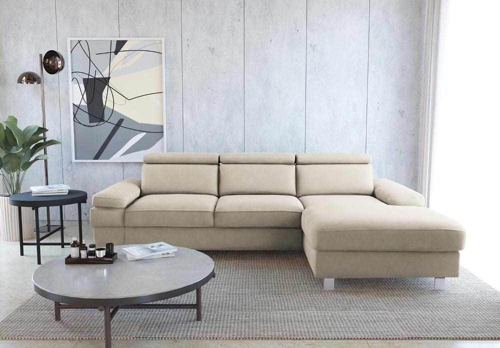 Ecksofa Elvis Silberfarben S: 259x182 Cm - Silberfarben, KONVENTIONELL, Textil (259/182cm) - Trendmanufaktur