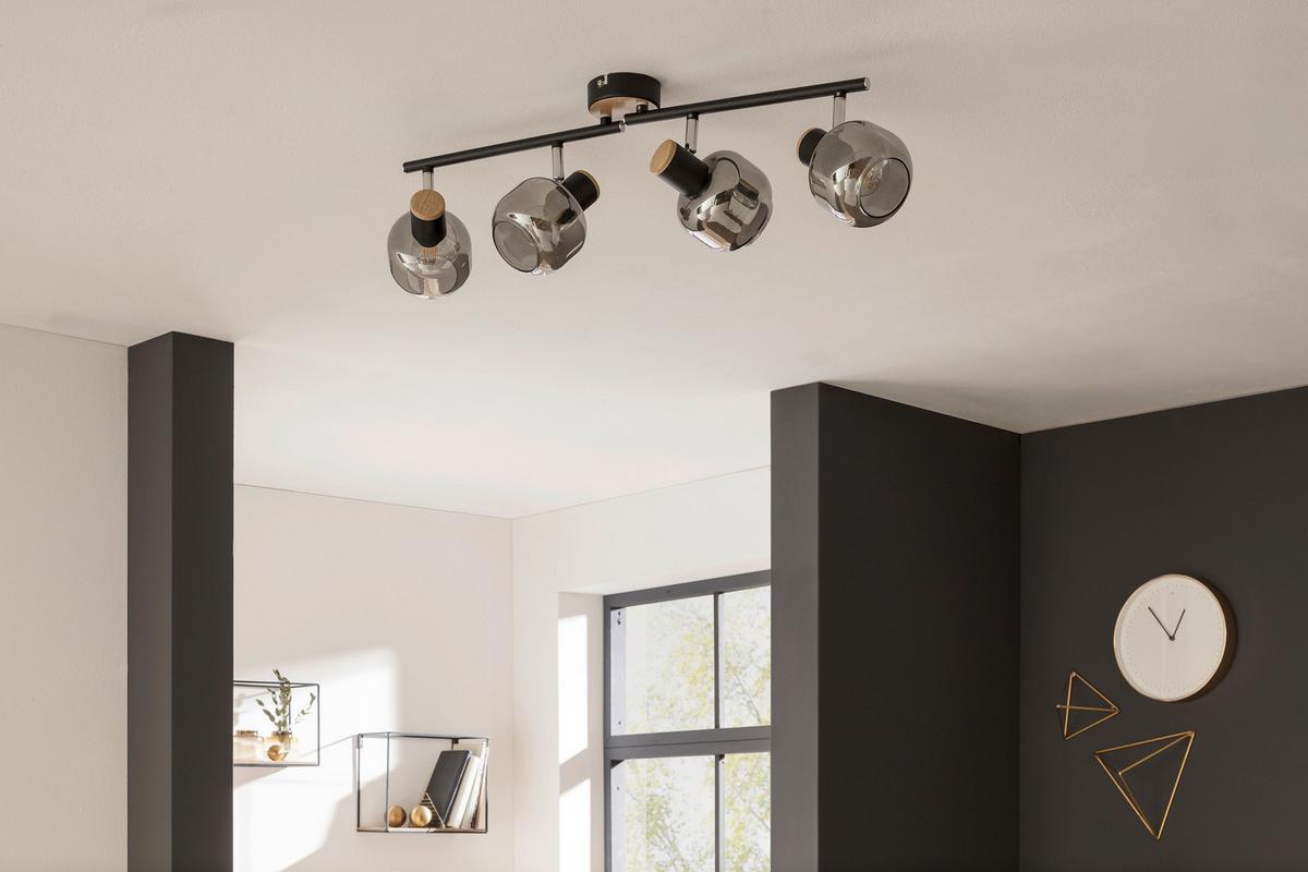 Deckenleuchte B: 58 cm verstellbare Spotlights - Schwarz, Design, Glas/Metall (58/16cm) - Näve