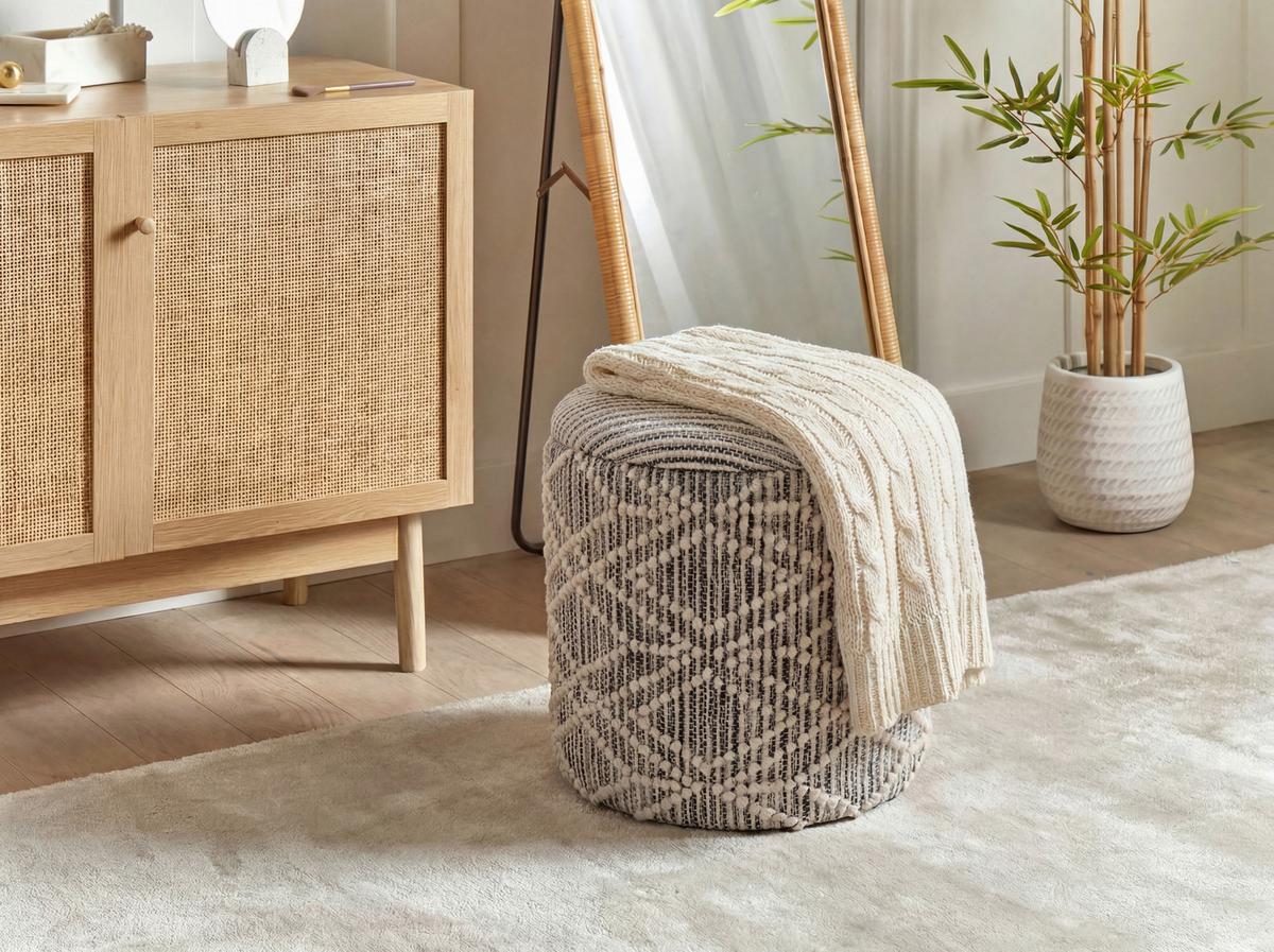 Taburet, š: 40 cm - šedá, Design, textil (40/45/40cm) - Livetastic