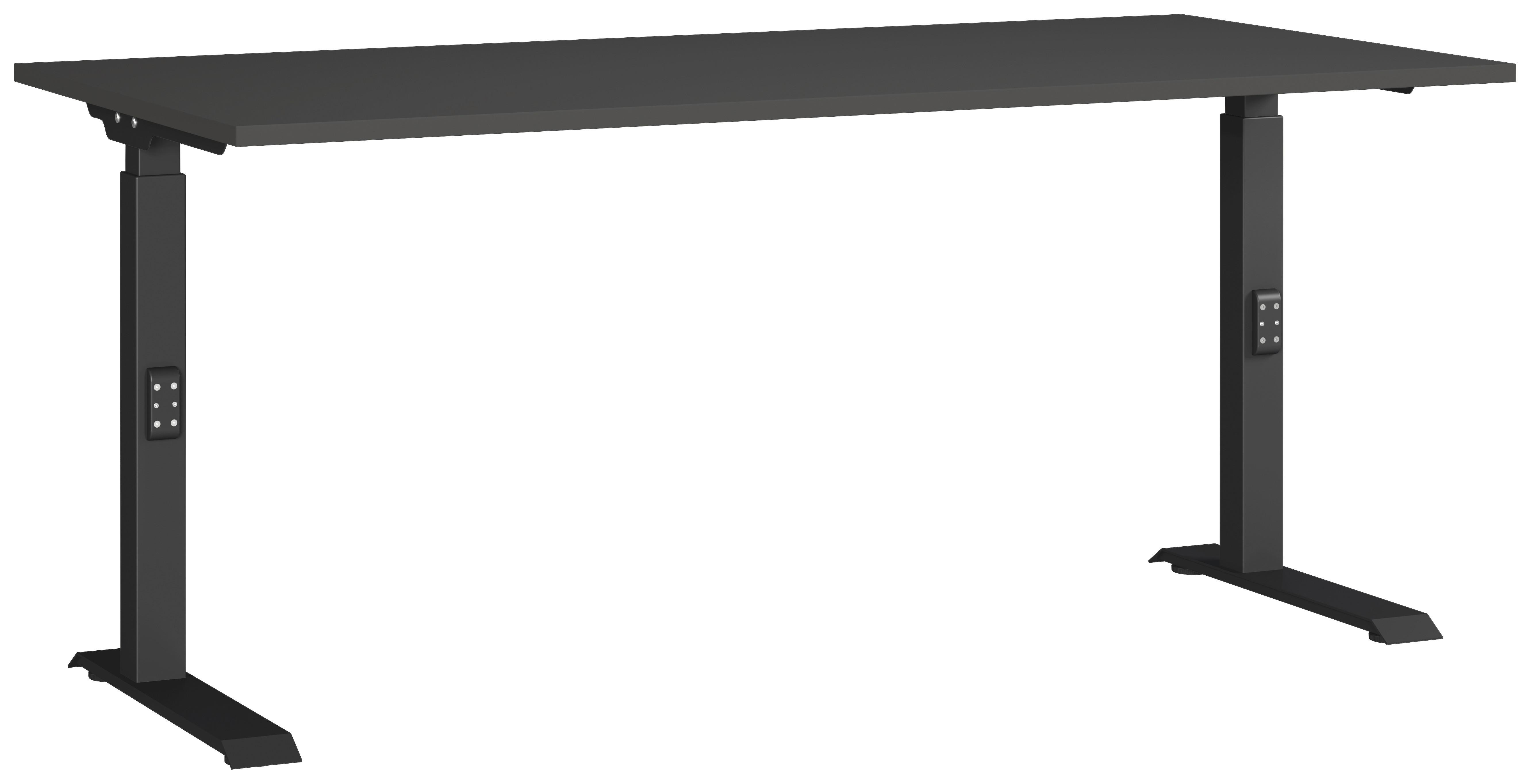 Schreibtisch Schwarz/Graphitfarben L: 160cm - Schwarz/Graphitfarben, MODERN, Holzwerkstoff/Metall (160/80/68-91cm) - Germania