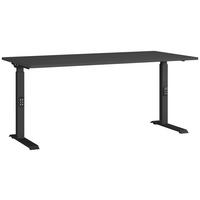 Schreibtisch Schwarz/Graphitfarben L: 160cm - Schwarz/Graphitfarben, MODERN, Holzwerkstoff/Metall (160/80/68-91cm) - Germania