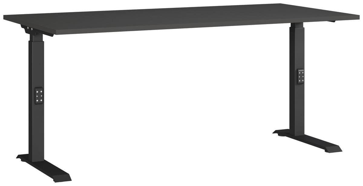 Schreibtisch Schwarz/Graphitfarben L: 160cm - Schwarz/Graphitfarben, MODERN, Holzwerkstoff/Metall (160/80/68-91cm) - Germania