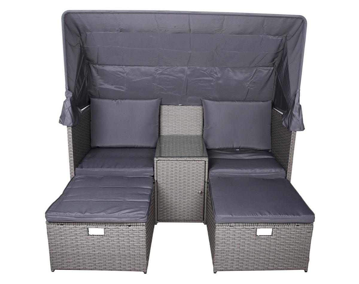 Loungegarnitur Saint-Tropez - Grau/Grün, Basics, Kunststoff/Textil - Gardenson