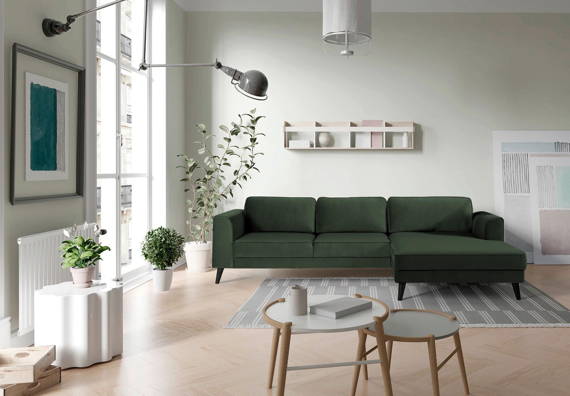 Ecksofa Lumber Jack Dunkelgrün Velours 308x167cm - Wengefarben/Dunkelgrün, MODERN, Textil (308/167cm) - Trendmanufaktur