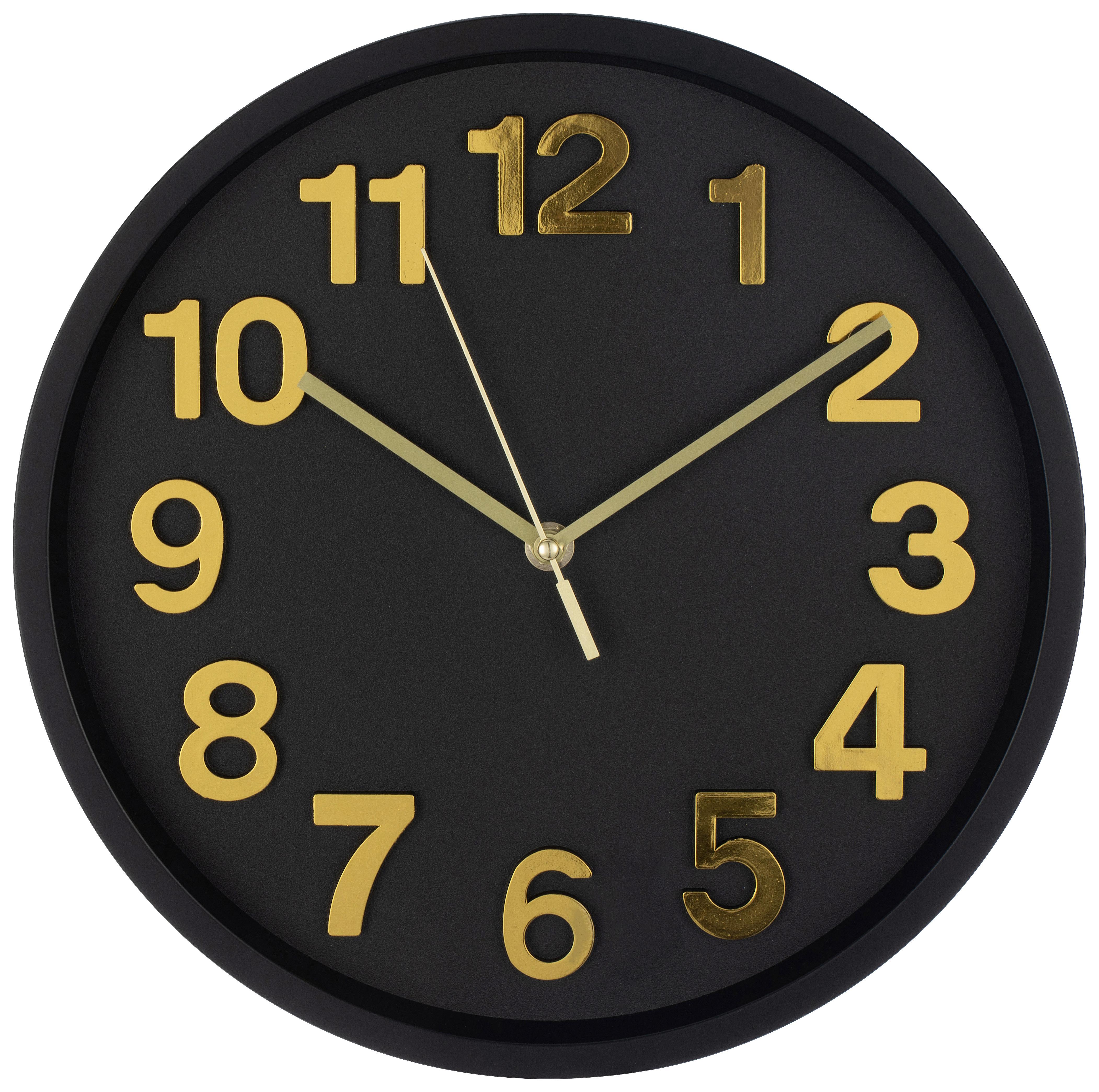 Wanduhr Stella - Goldfarben/Schwarz, KONVENTIONELL, Kunststoff (30/4cm) - Luca Bessoni