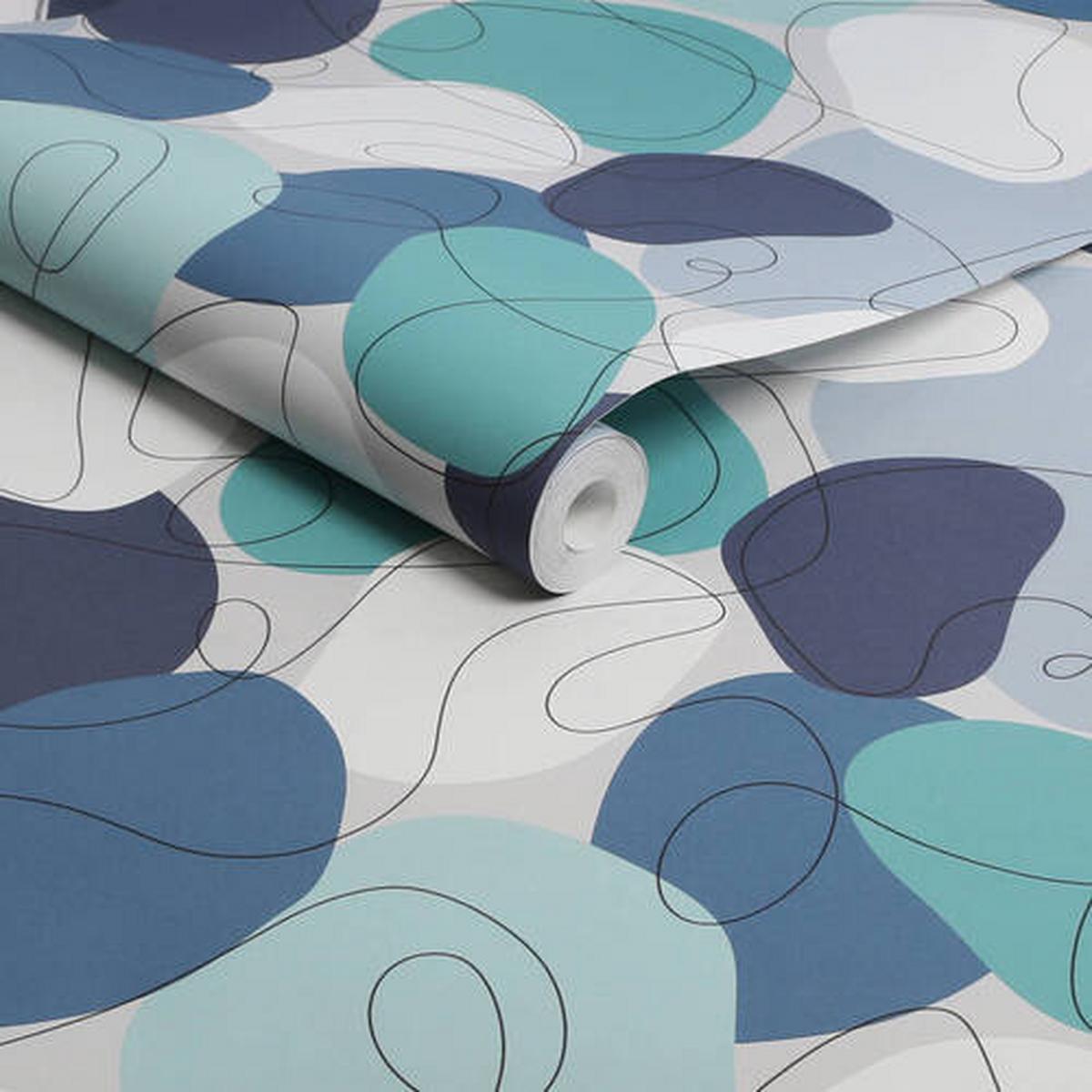 Vliestapete 118734 - Blau/Weiß, Basics, Papier/Kunststoff (52/1000cm)