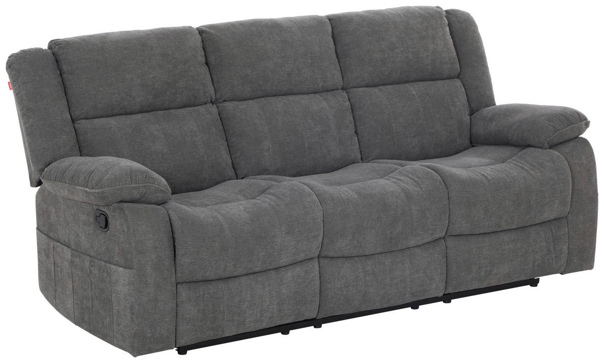 3-Sitzer-Sofa + Relaxfunktion Chester Grau B: 209 cm - Schwarz/Grau, Basics, Textil (209/101/93cm) - P & B