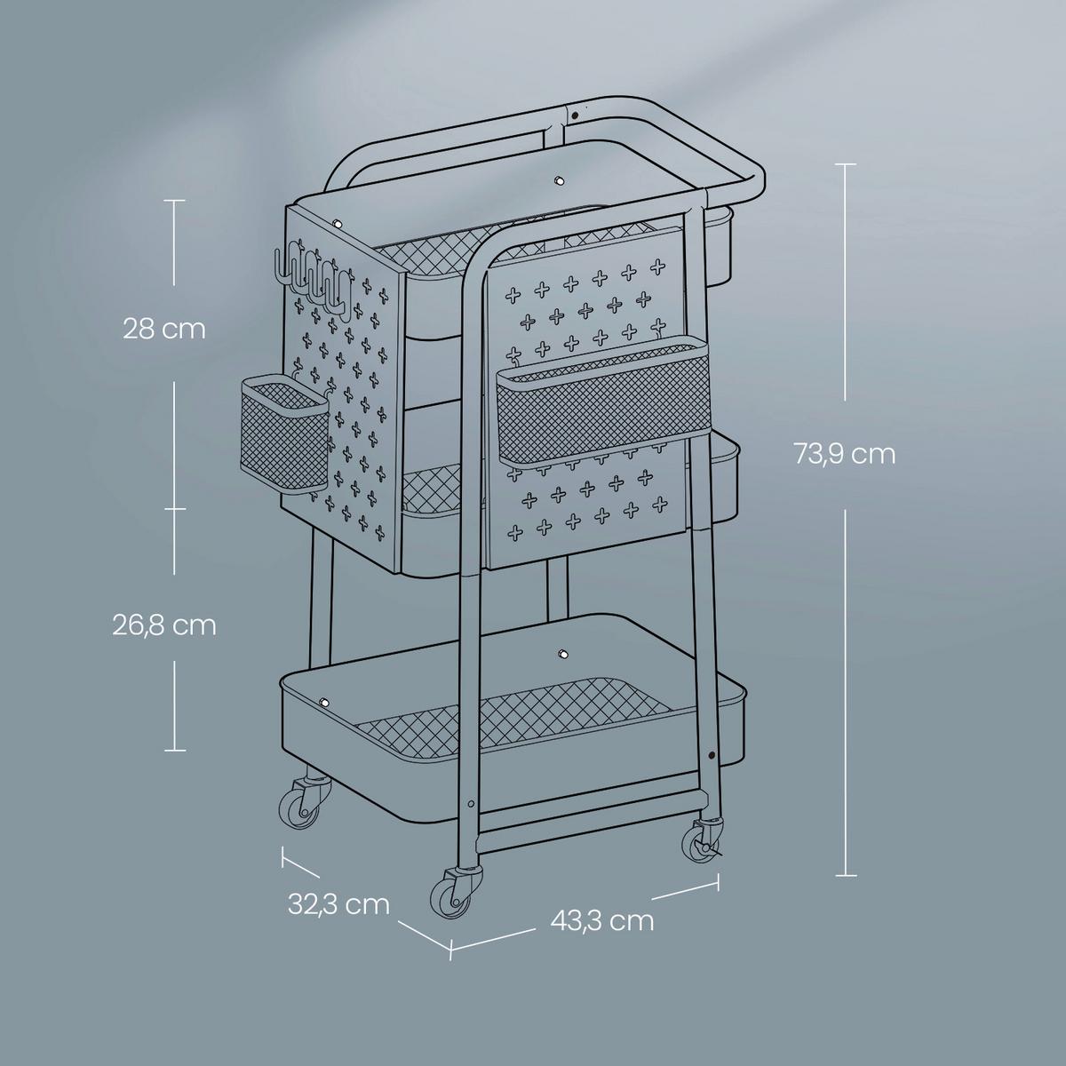 SERVÍROVACÍ VOZÍK BIELA - biela, Trend, kov/plast (43,3/73,9/32,3cm) - Boxxx