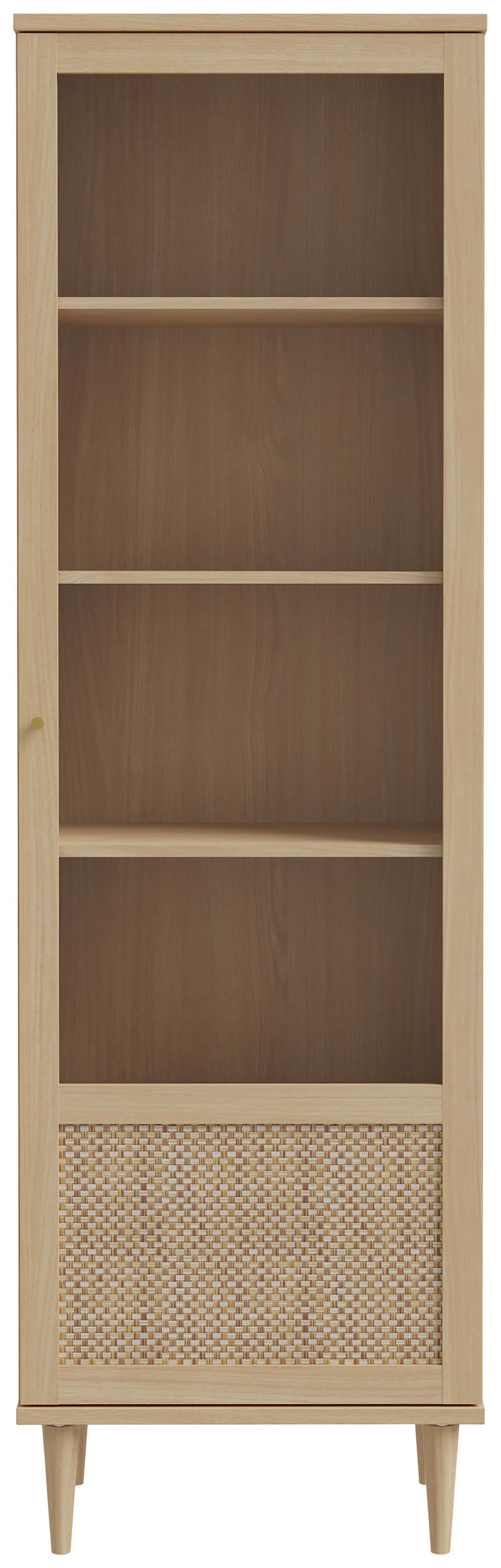 Vitrína CALASETTA š: 60 cm - zlatá/farba duba, Natur, kov/kompozitné drevo (60,4/198,5/41,4cm)