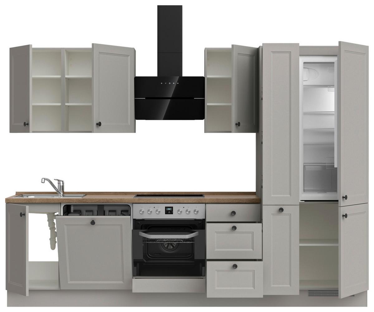 Kuchyňská linka 300 cm, kamenná sivá supermatná - šedá/černá, Moderní, kov/kompozitní dřevo (300cm) - Nobilia