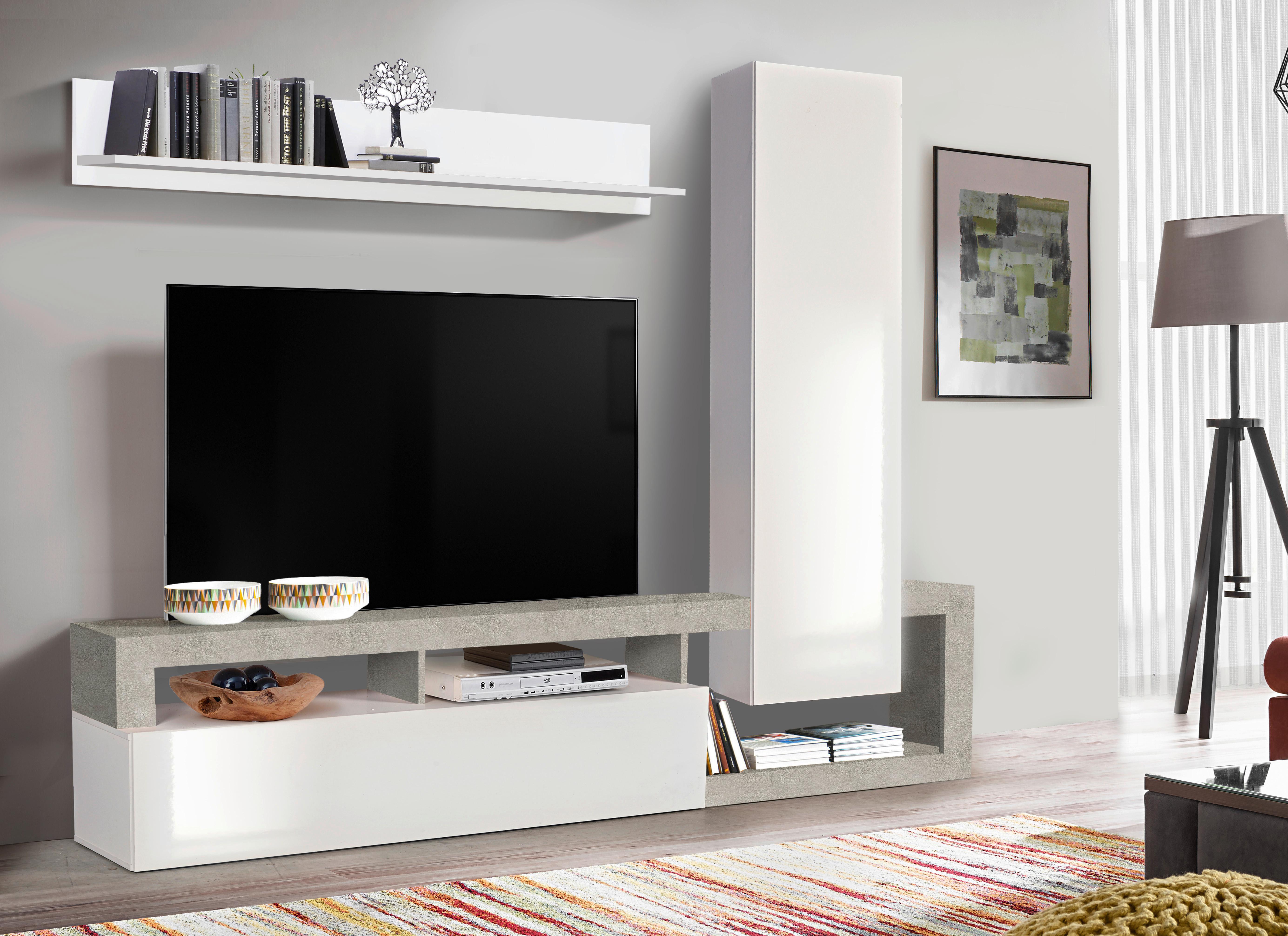 OBÝVACÍ SESTAVA DALLAS - bílá/světle šedá, Basics, kompozitní dřevo (219/173/35cm) - Best Price