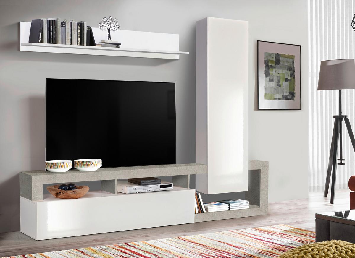 OBÝVACÍ SESTAVA DALLAS - bílá/světle šedá, Basics, kompozitní dřevo (219/173/35cm) - Best Price