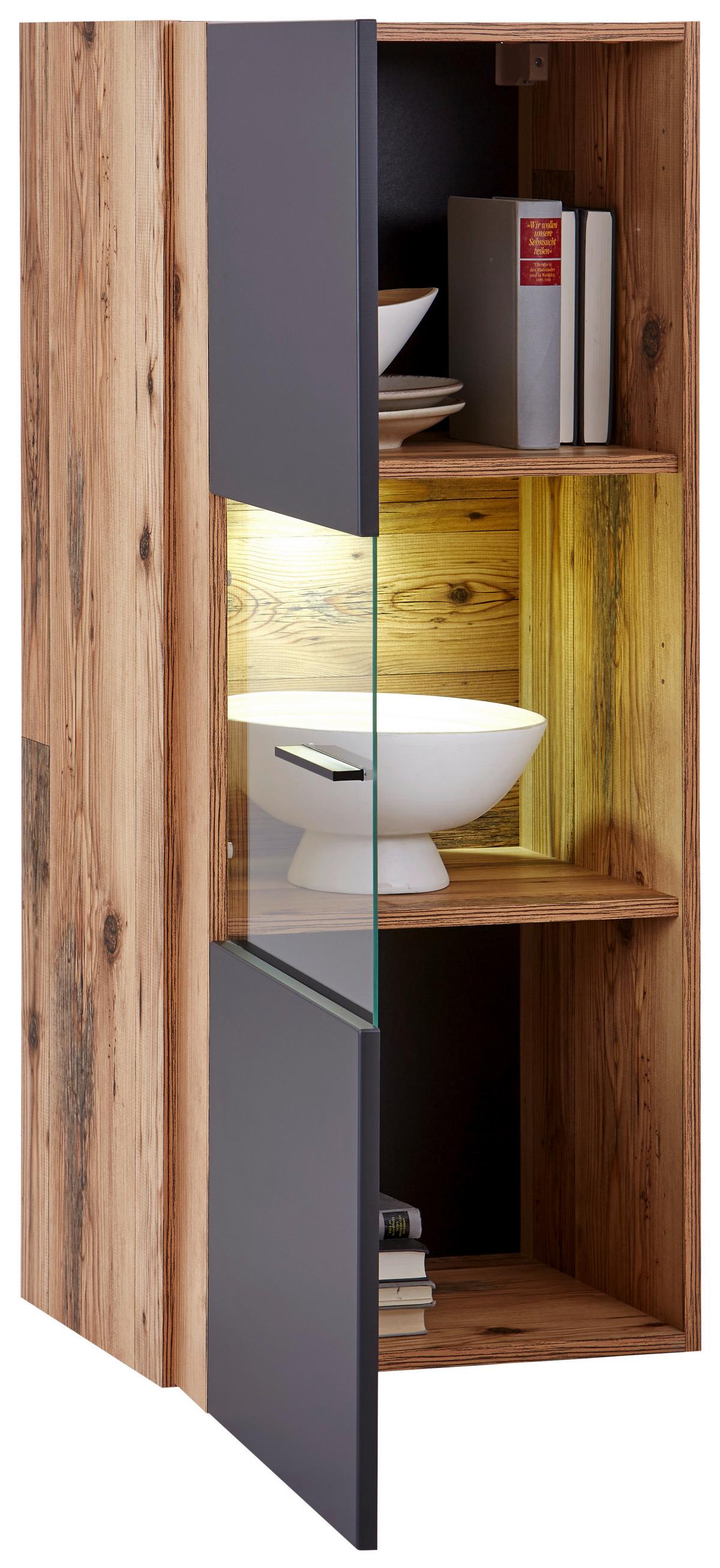 ZÁVĚSNÁ VITRÍNA HENRY - Moderní, kompozitní dřevo/plast (50/115/35cm)