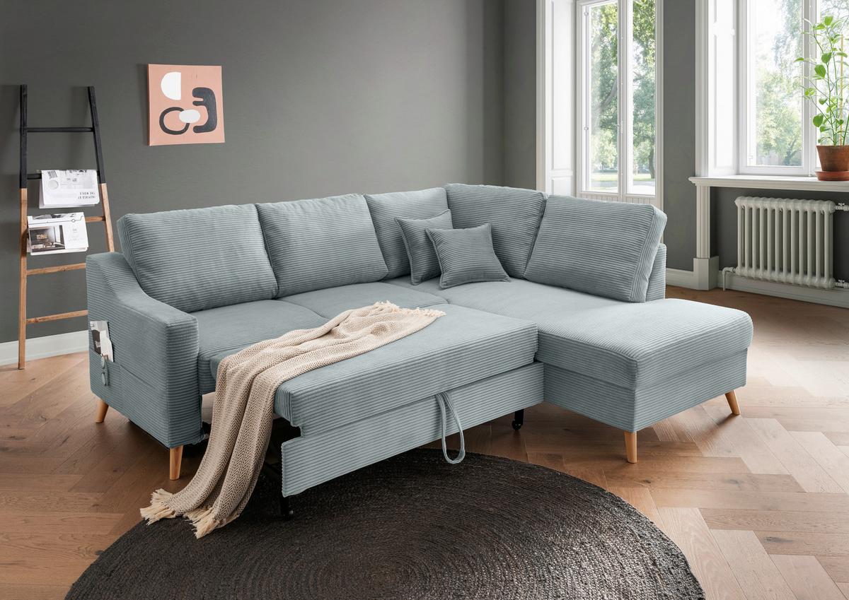Ecksofa Valentina Hellblau S: 230x200 Cm - Naturfarben/Hellblau, MODERN, Textil (230/200cm) - Livetastic