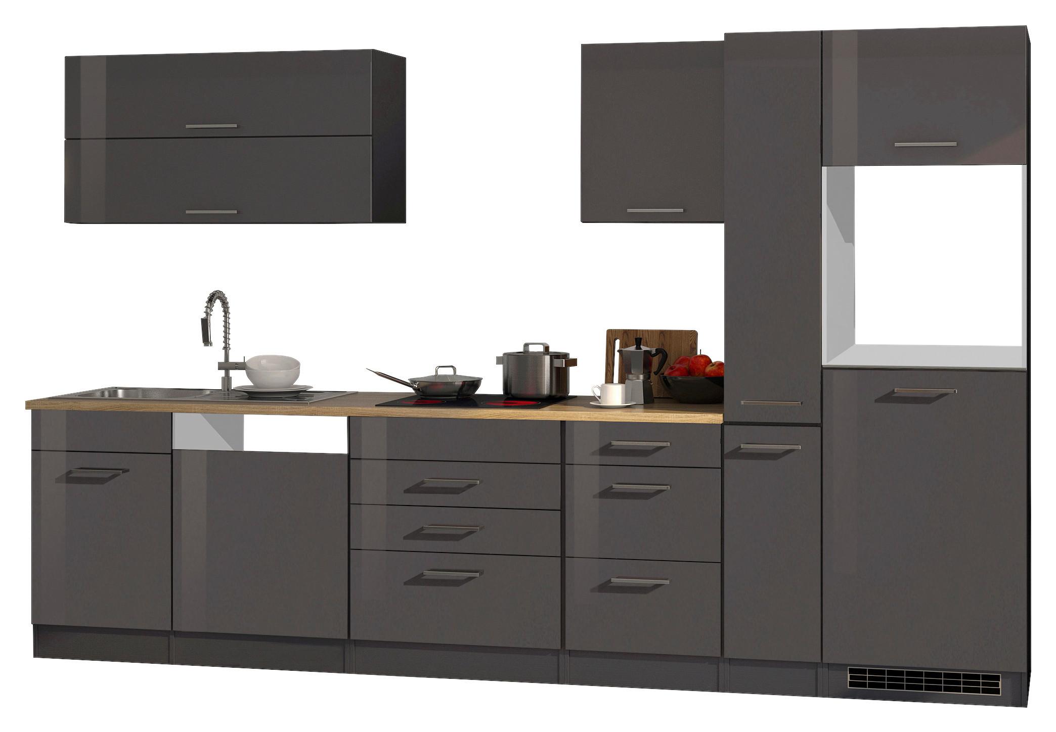 Küchenleerblock Mailand Graphitfarben B: 330cm - Graphitfarben/Sonoma Eiche, MODERN, Holzwerkstoff (330cm) - Held