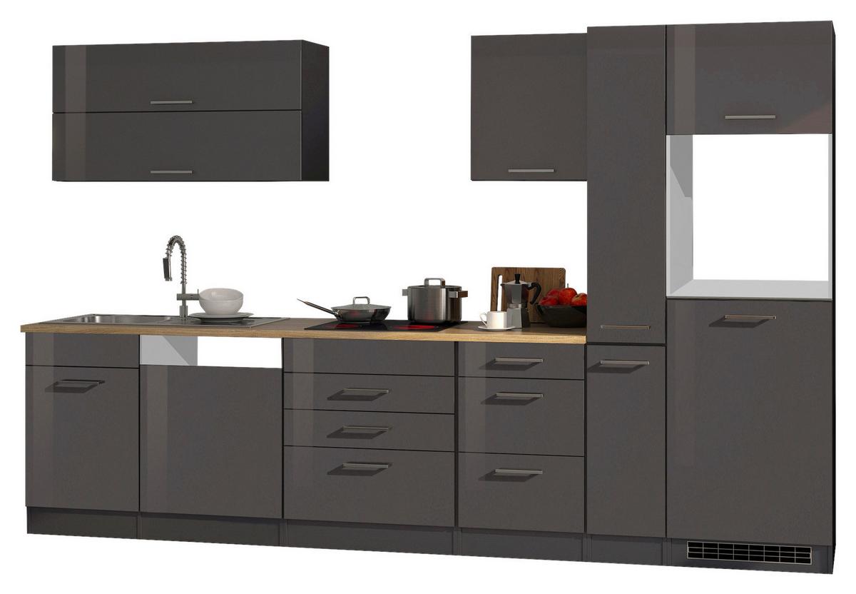 Küchenleerblock Mailand Graphitfarben B: 330cm - Graphitfarben/Sonoma Eiche, MODERN, Holzwerkstoff (330cm) - Held