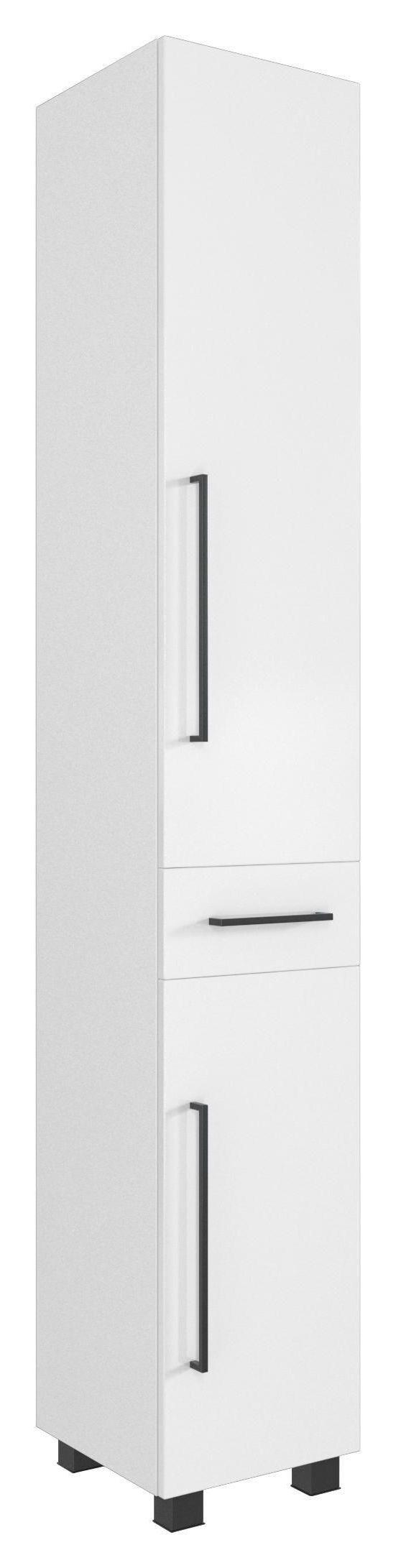 Midischrank Mit 2 Drehtüren Luzern B: 30 cm Weiß Dekor - Schwarz/Weiß, KONVENTIONELL, Holzwerkstoff (30/180/35cm) - Held